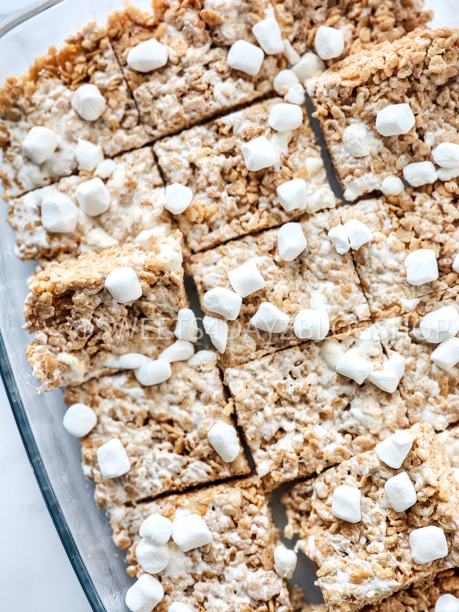 Fluffernutter Rice Krispies on Marble