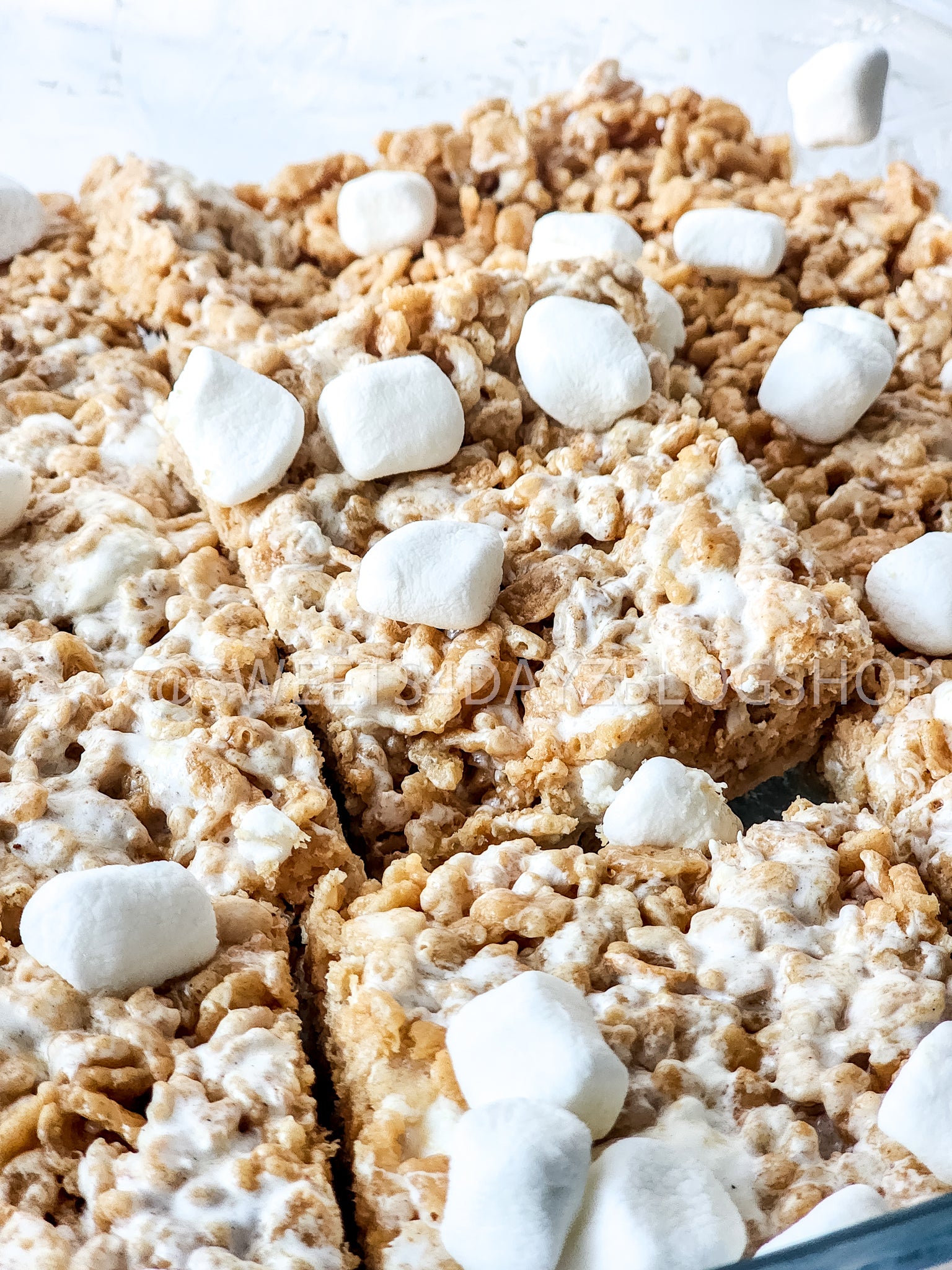 Fluffernutter Rice Krispies on Marble