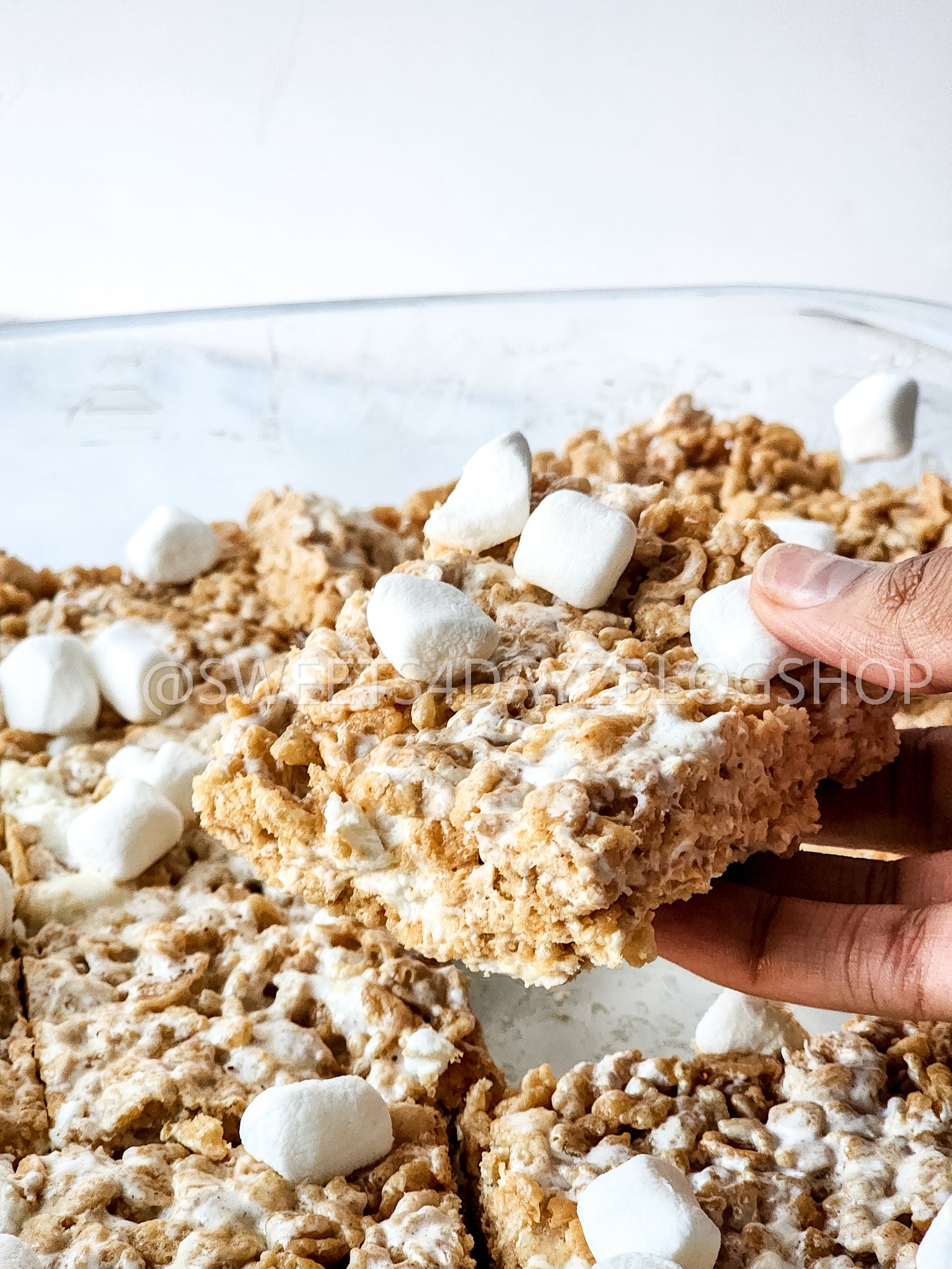 Fluffernutter Rice Krispies on Marble