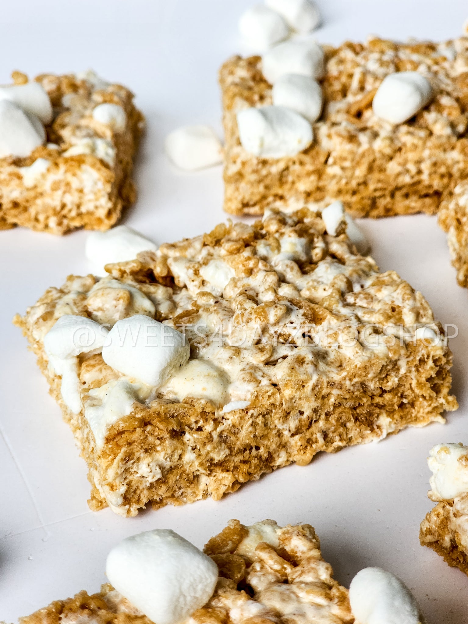 Fluffernutter Rice Krispies on White