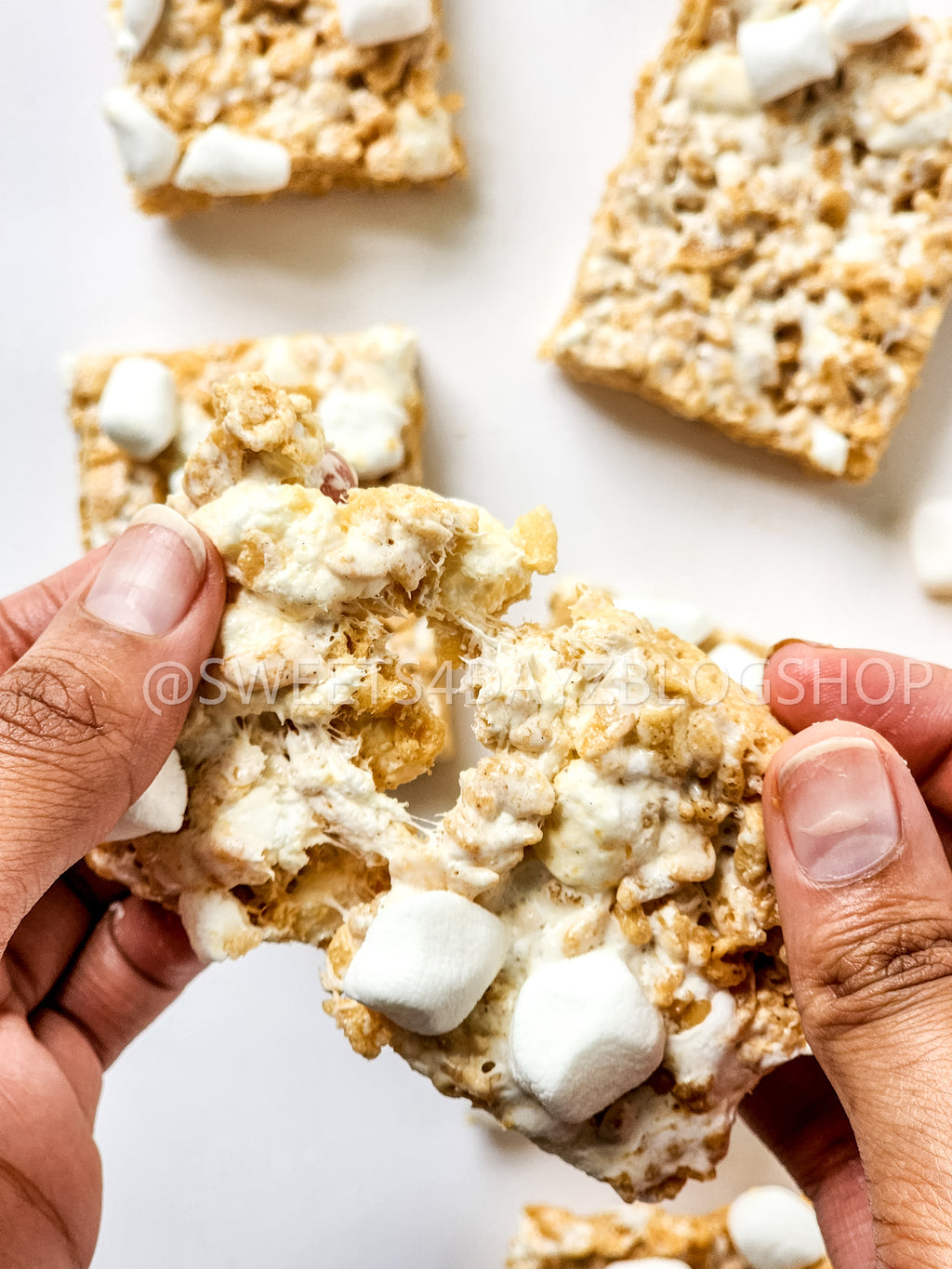 Fluffernutter Rice Krispies on White