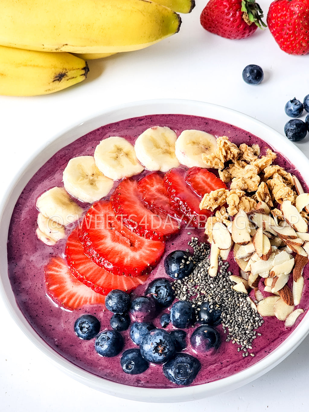 Simple Acai Bowl on White