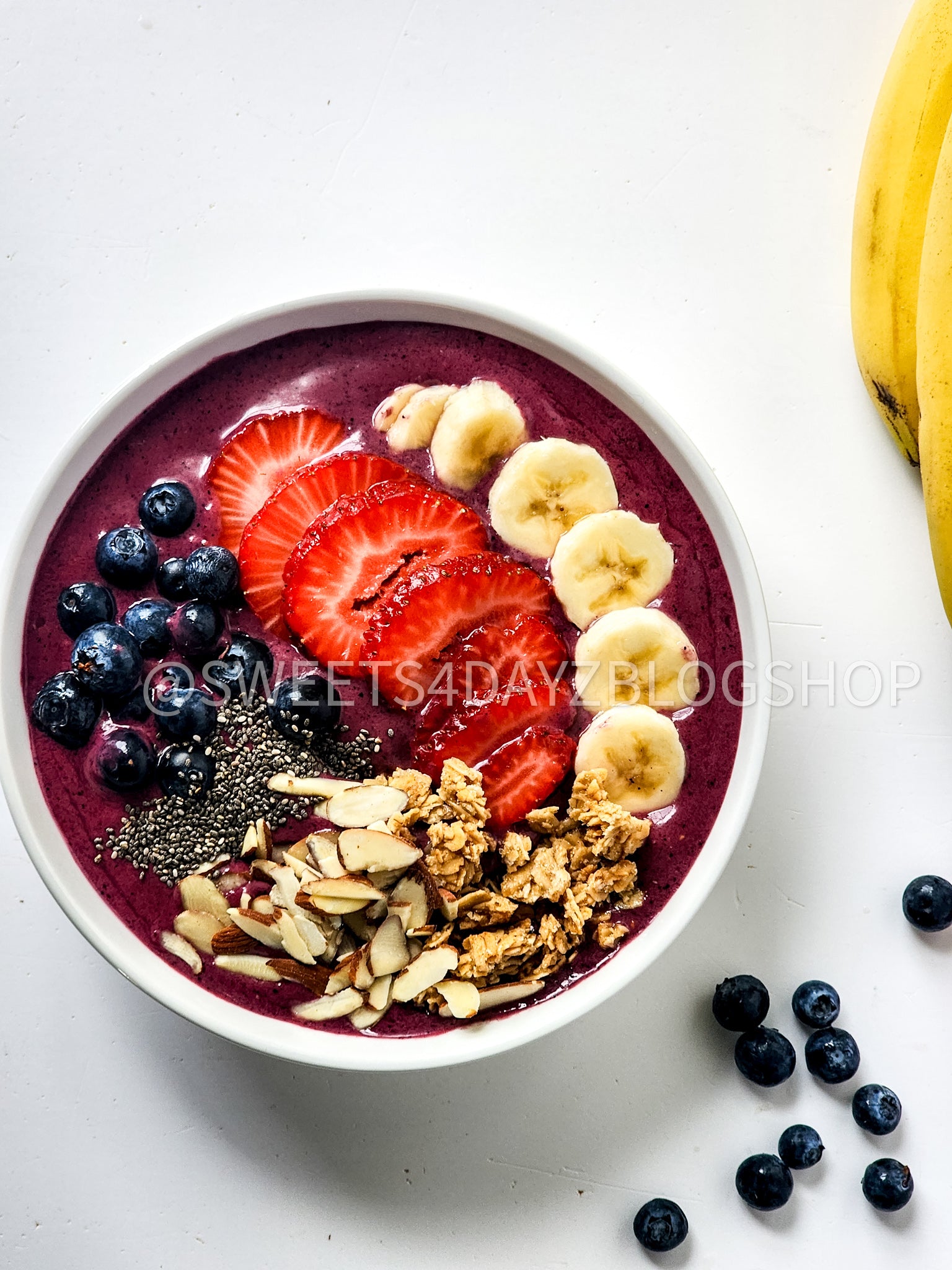 Simple Acai Bowl on White