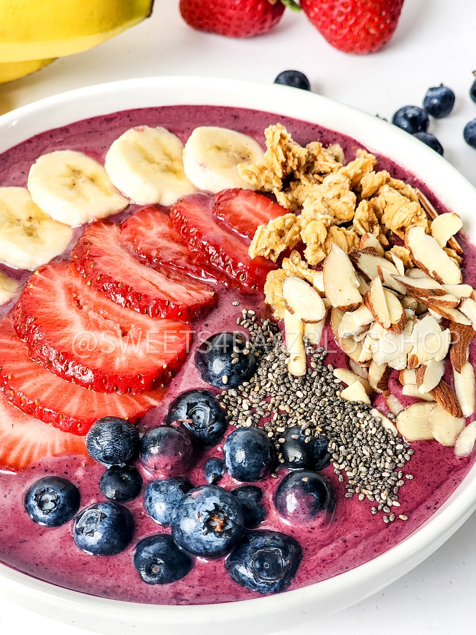 Simple Acai Bowl on White