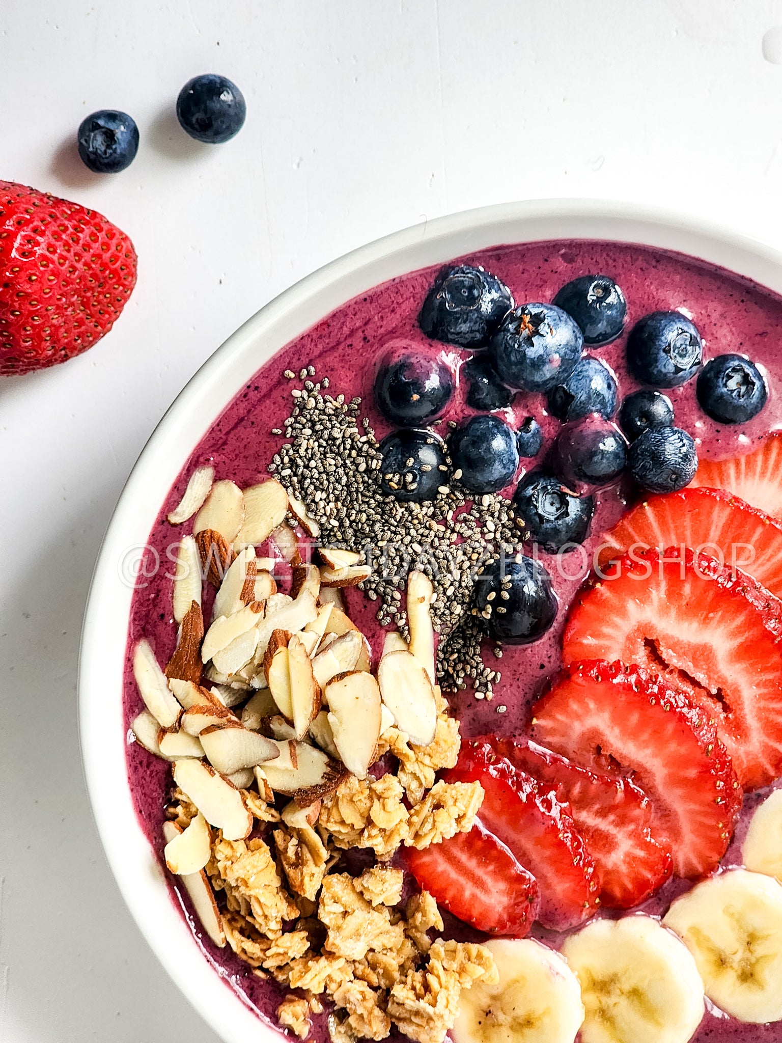 Simple Acai Bowl on White