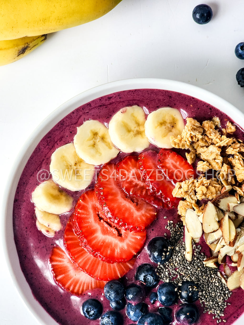 Simple Acai Bowl on White