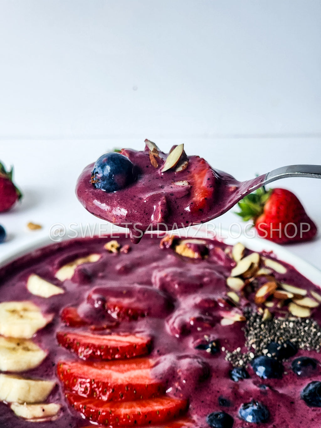 Simple Acai Bowl on White