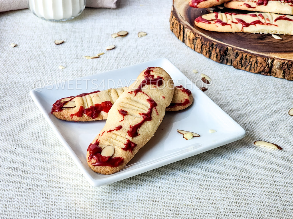 Bloody Almond Cookie Fingers on Linen