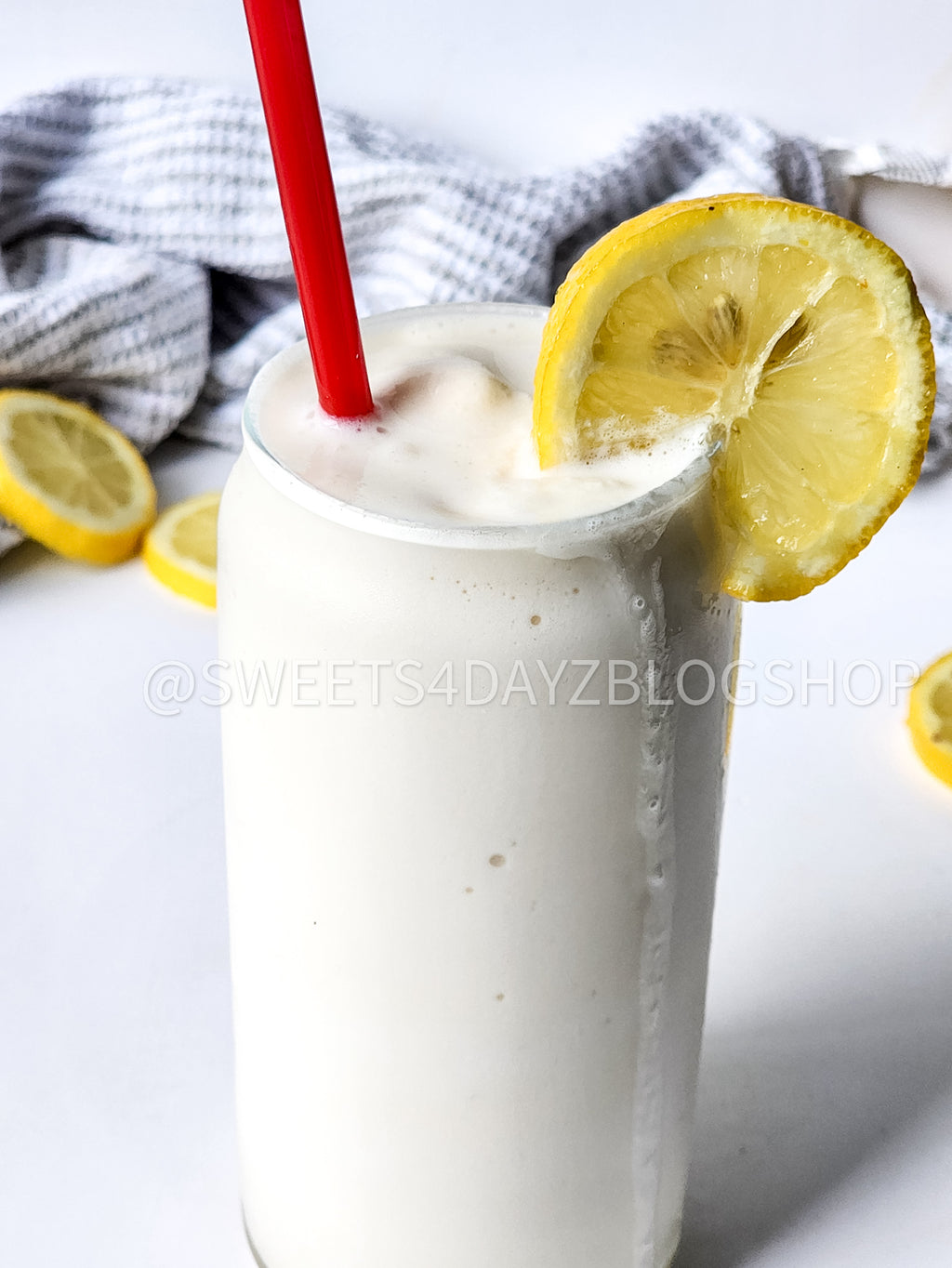 Copycat Chick Fil A Frosted Lemonade on White