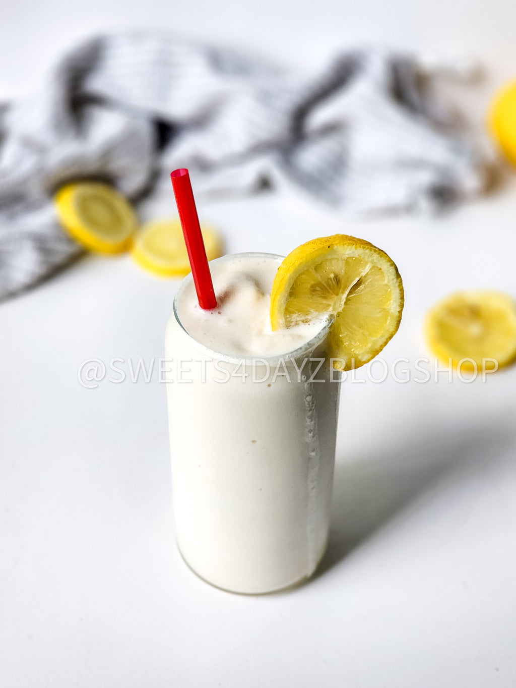 Copycat Chick Fil A Frosted Lemonade on White