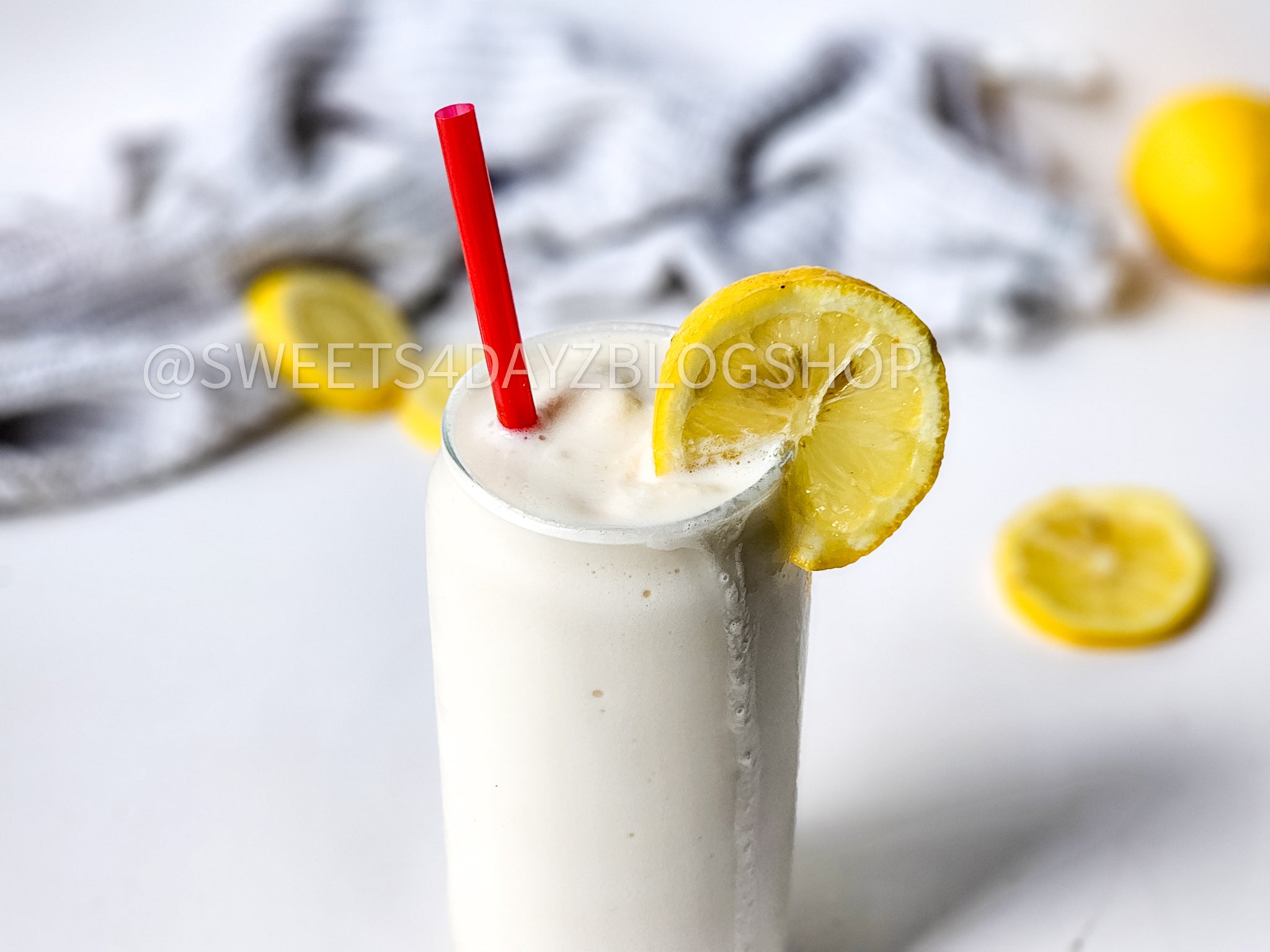 Copycat Chick Fil A Frosted Lemonade on White