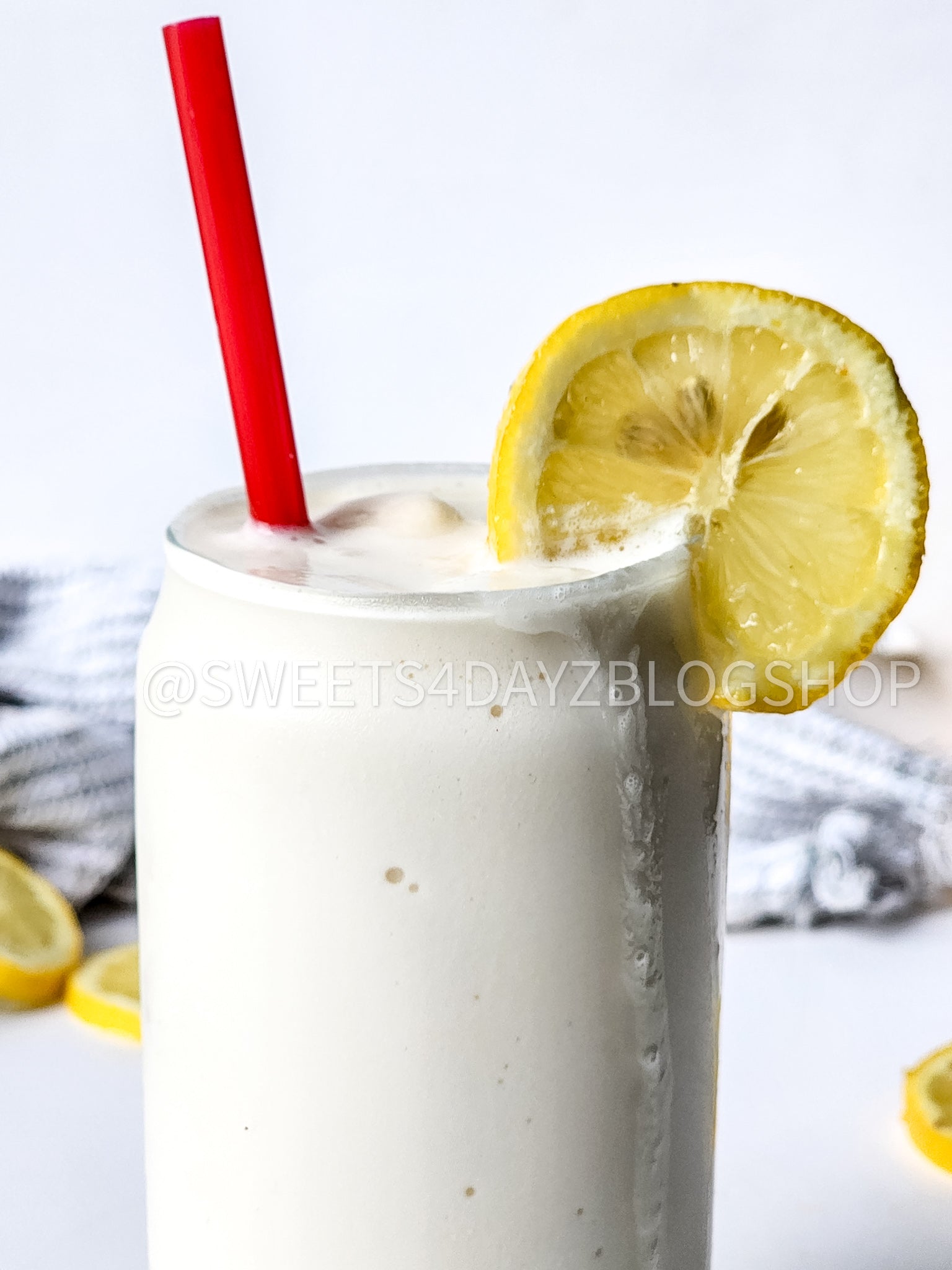 Copycat Chick Fil A Frosted Lemonade on White