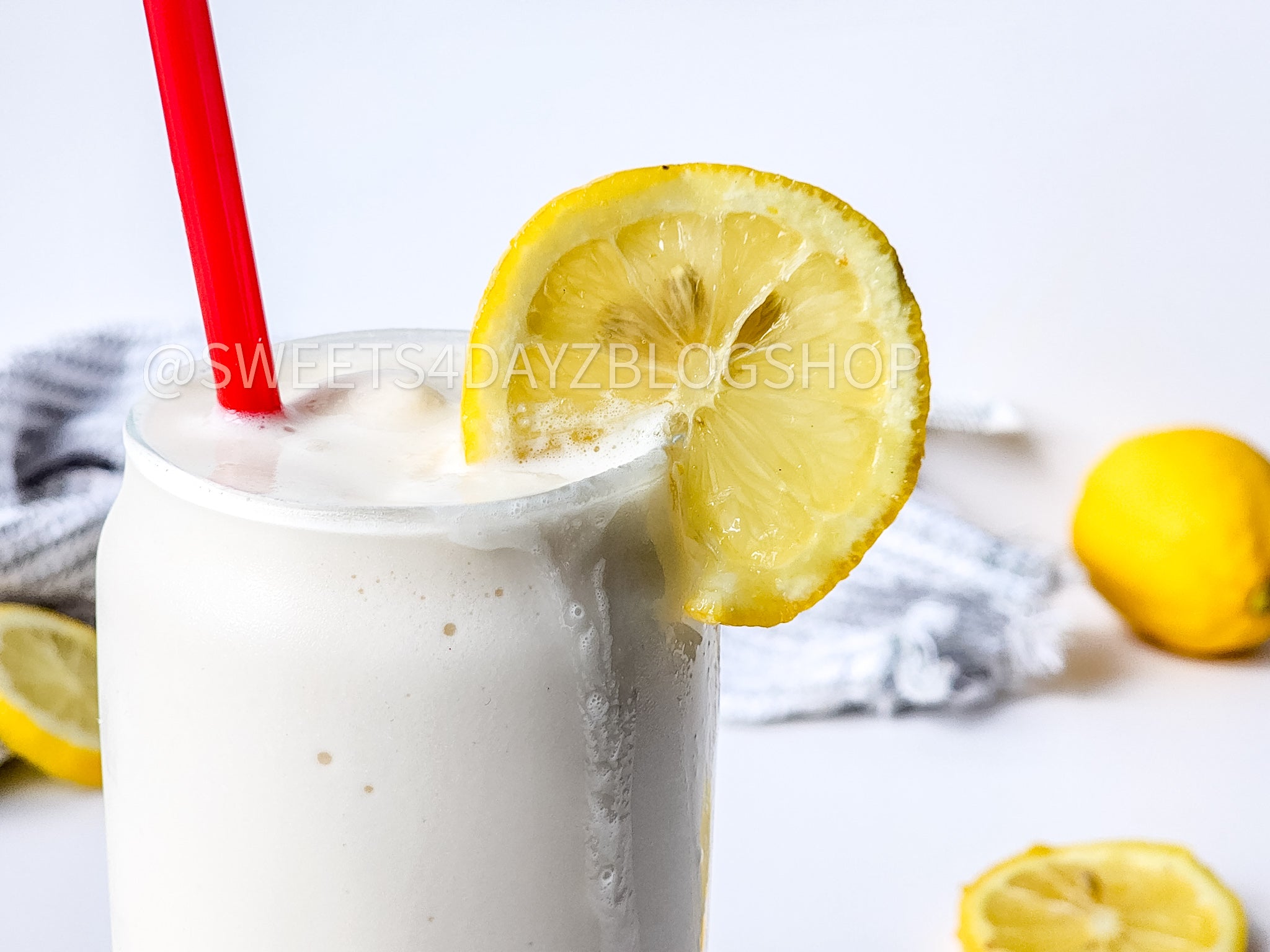 Copycat Chick Fil A Frosted Lemonade on White
