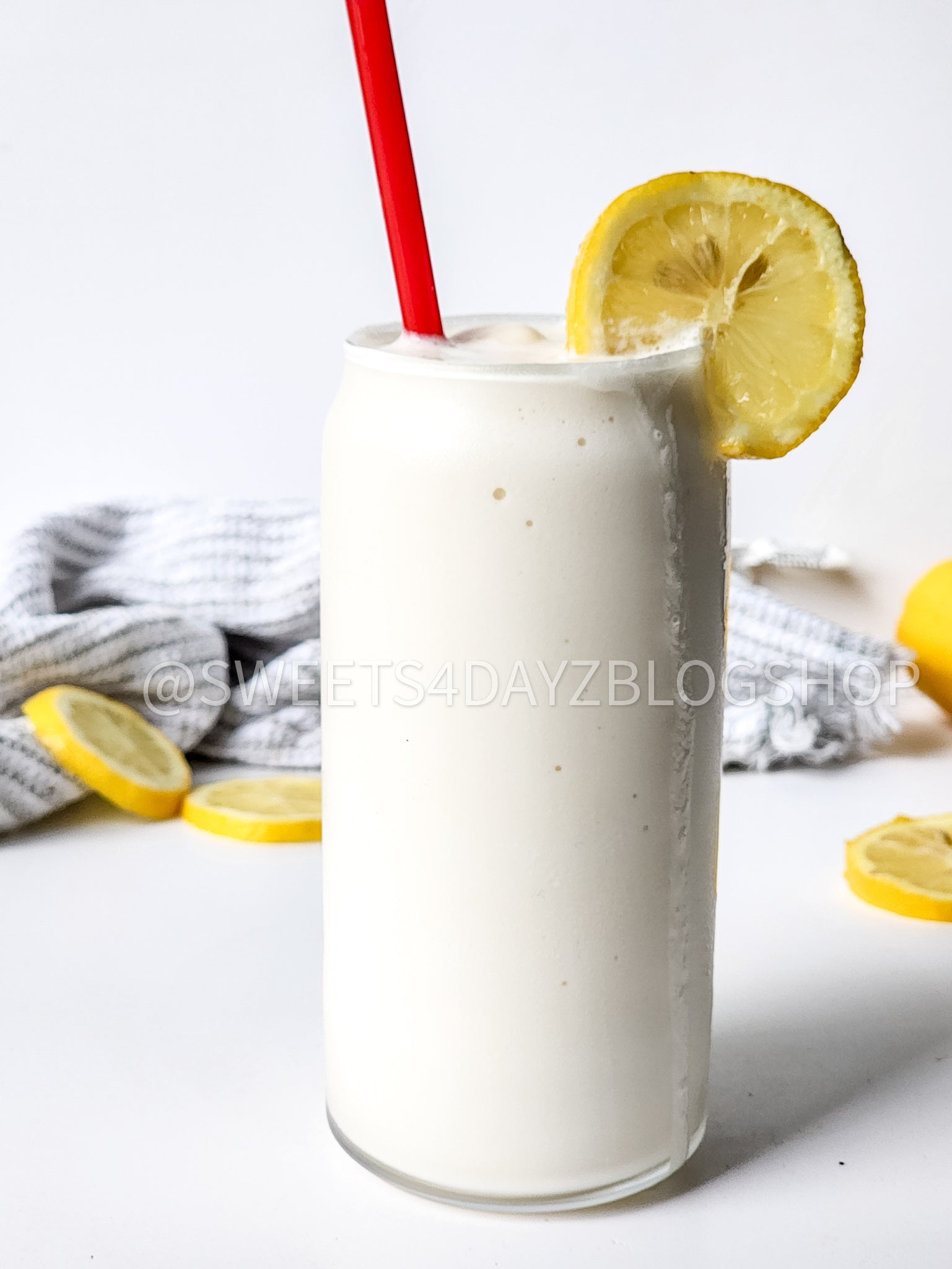 Copycat Chick Fil A Frosted Lemonade on White