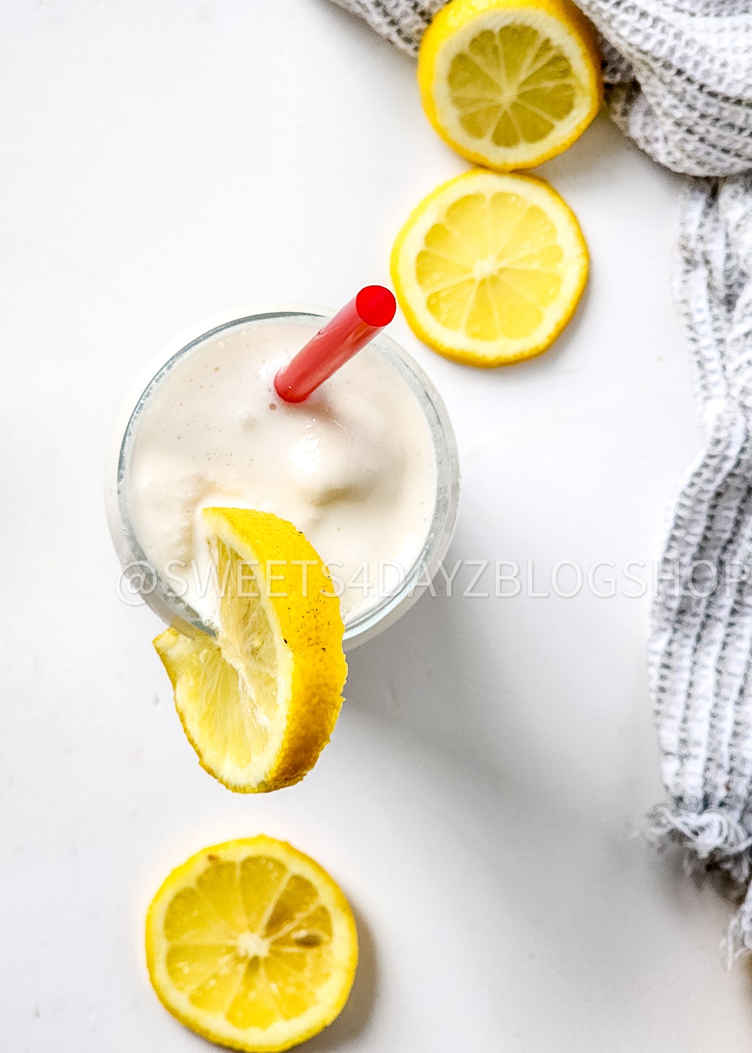 Copycat Chick Fil A Frosted Lemonade on White