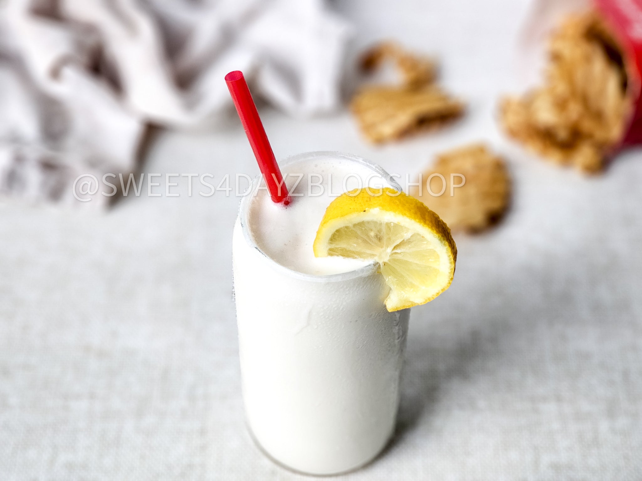 Copycat Chick Fil A Frosted Lemonade on Linen