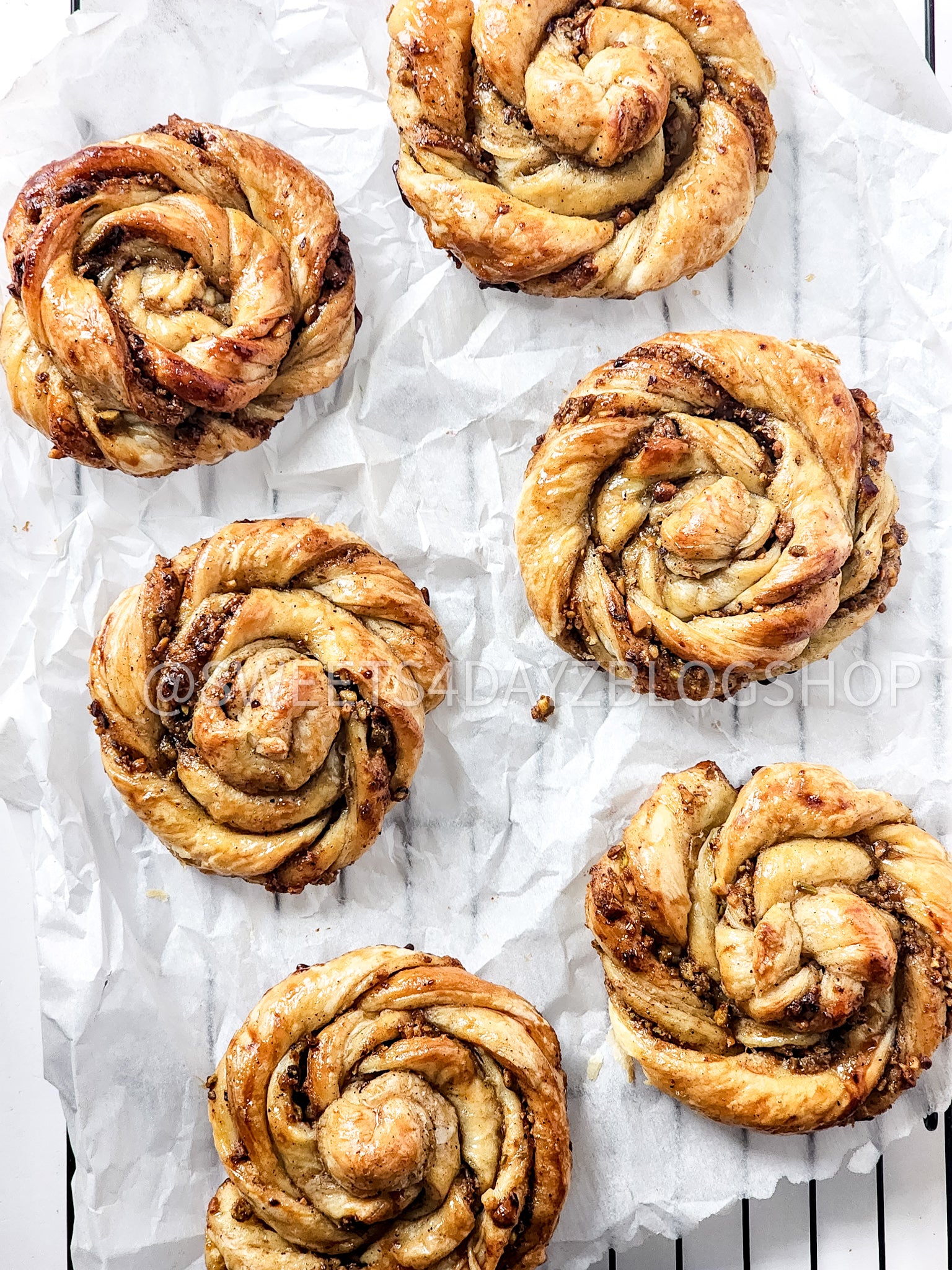 Baklava Pastry Rolls on White