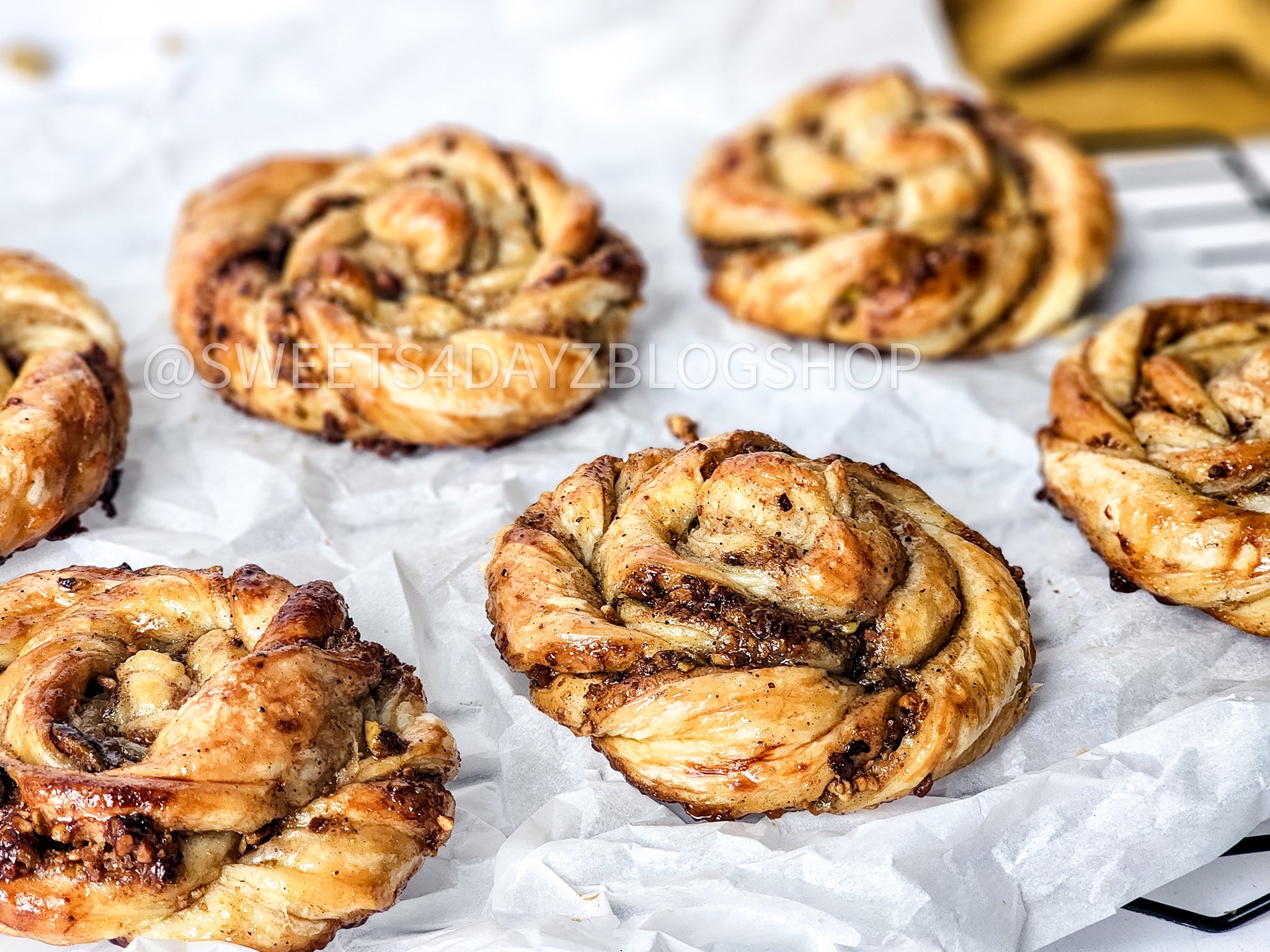 Baklava Pastry Rolls on White