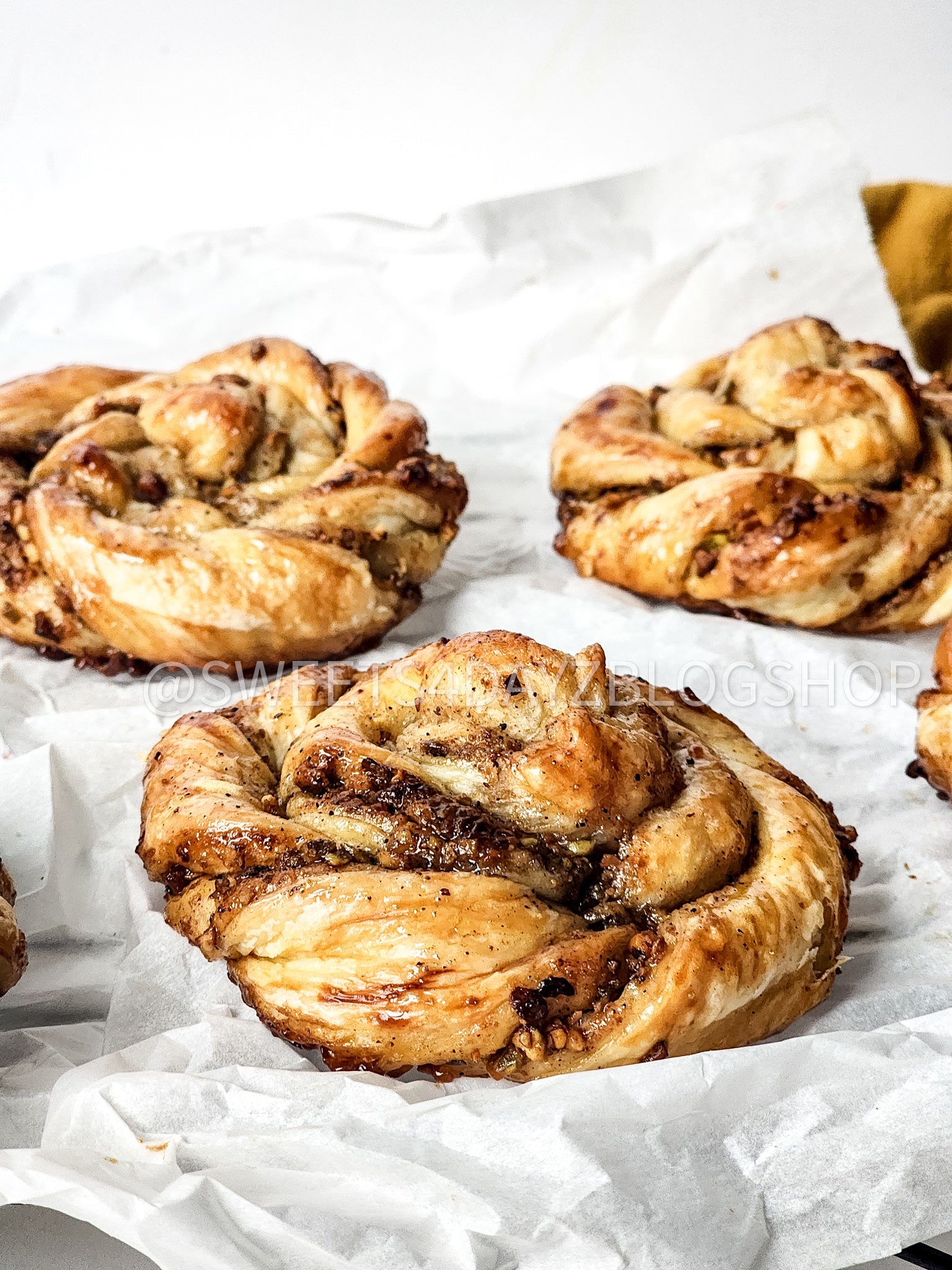 Baklava Pastry Rolls on White
