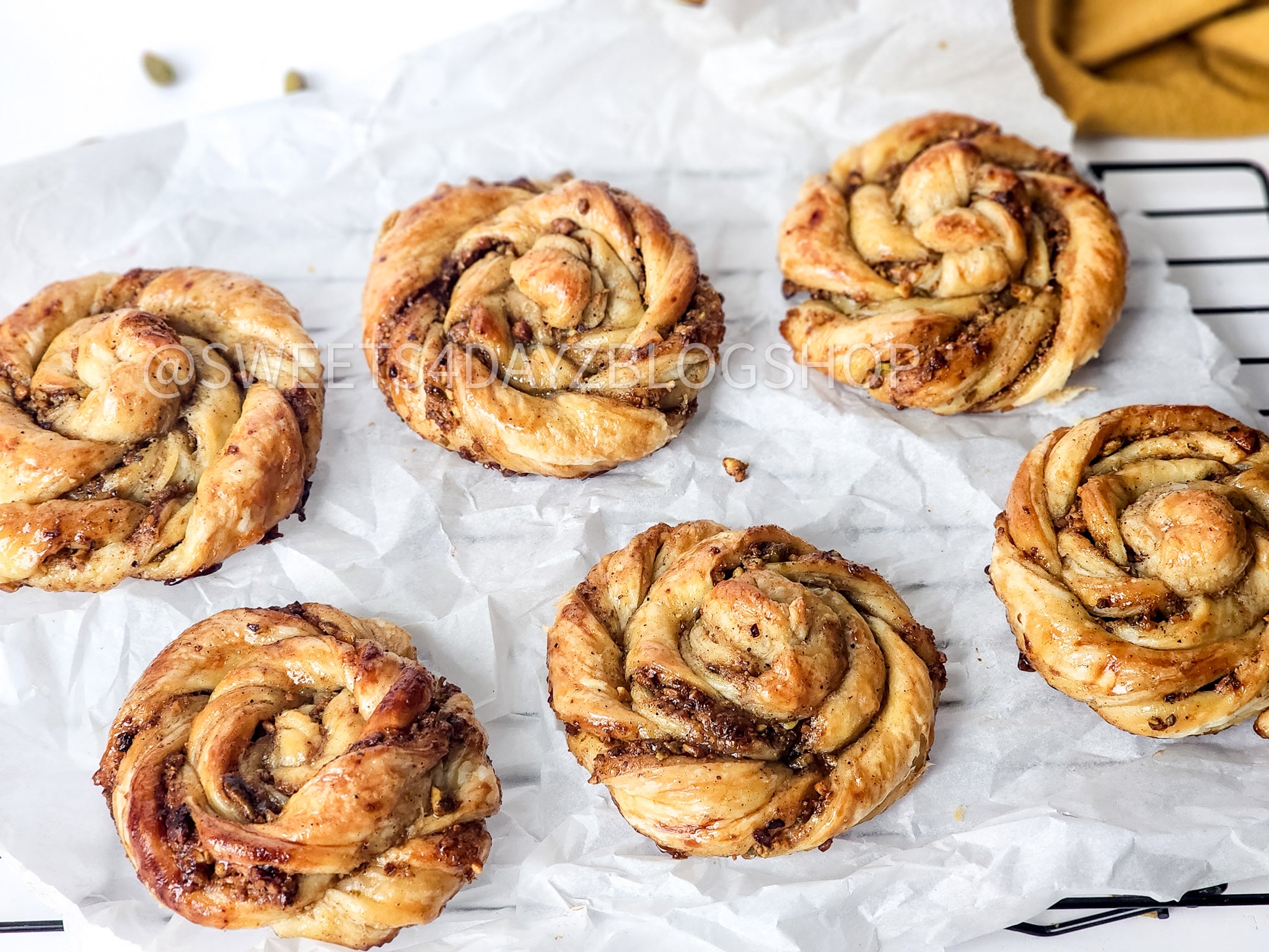 Baklava Pastry Rolls on White