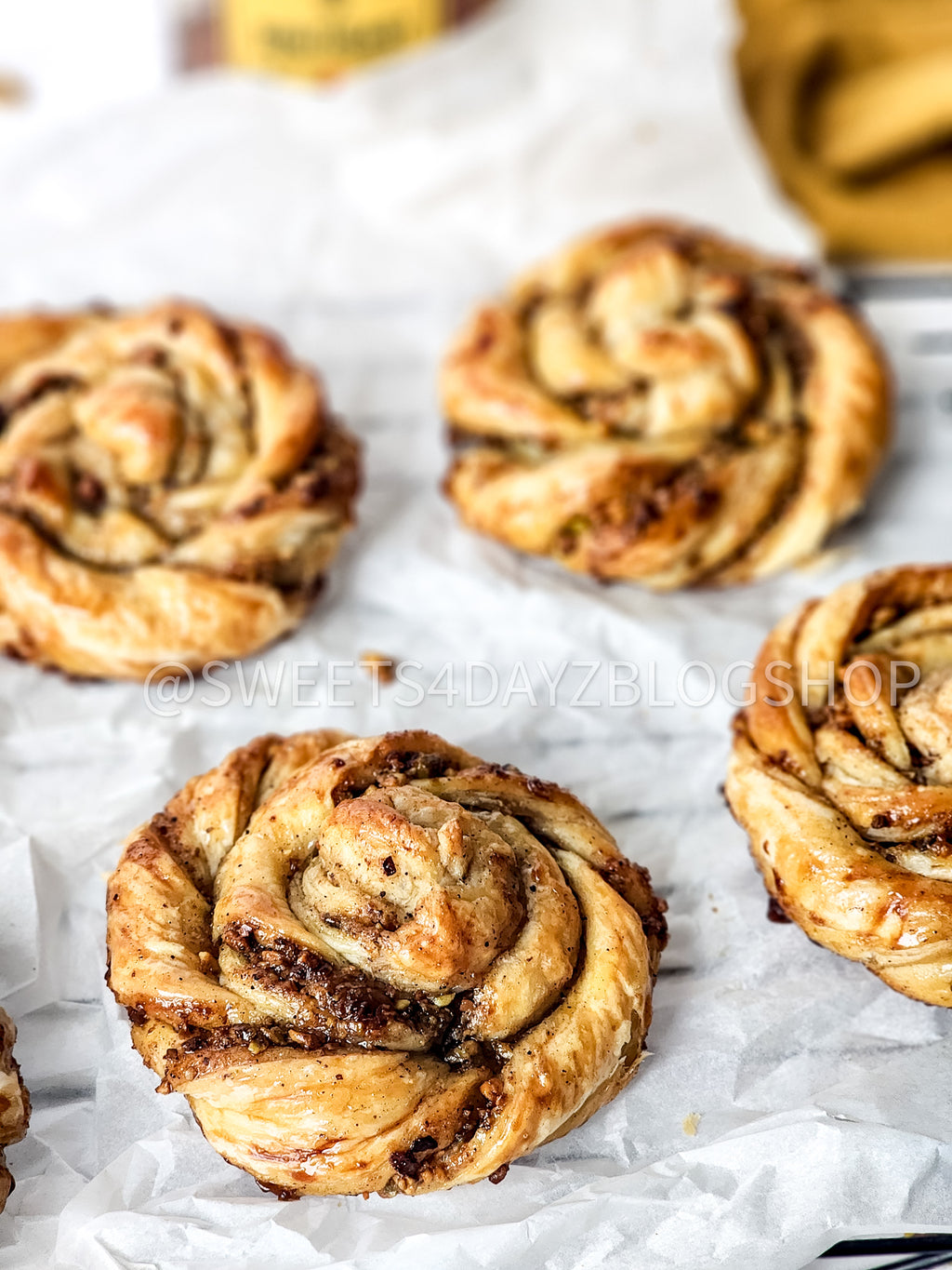 Baklava Pastry Rolls on White