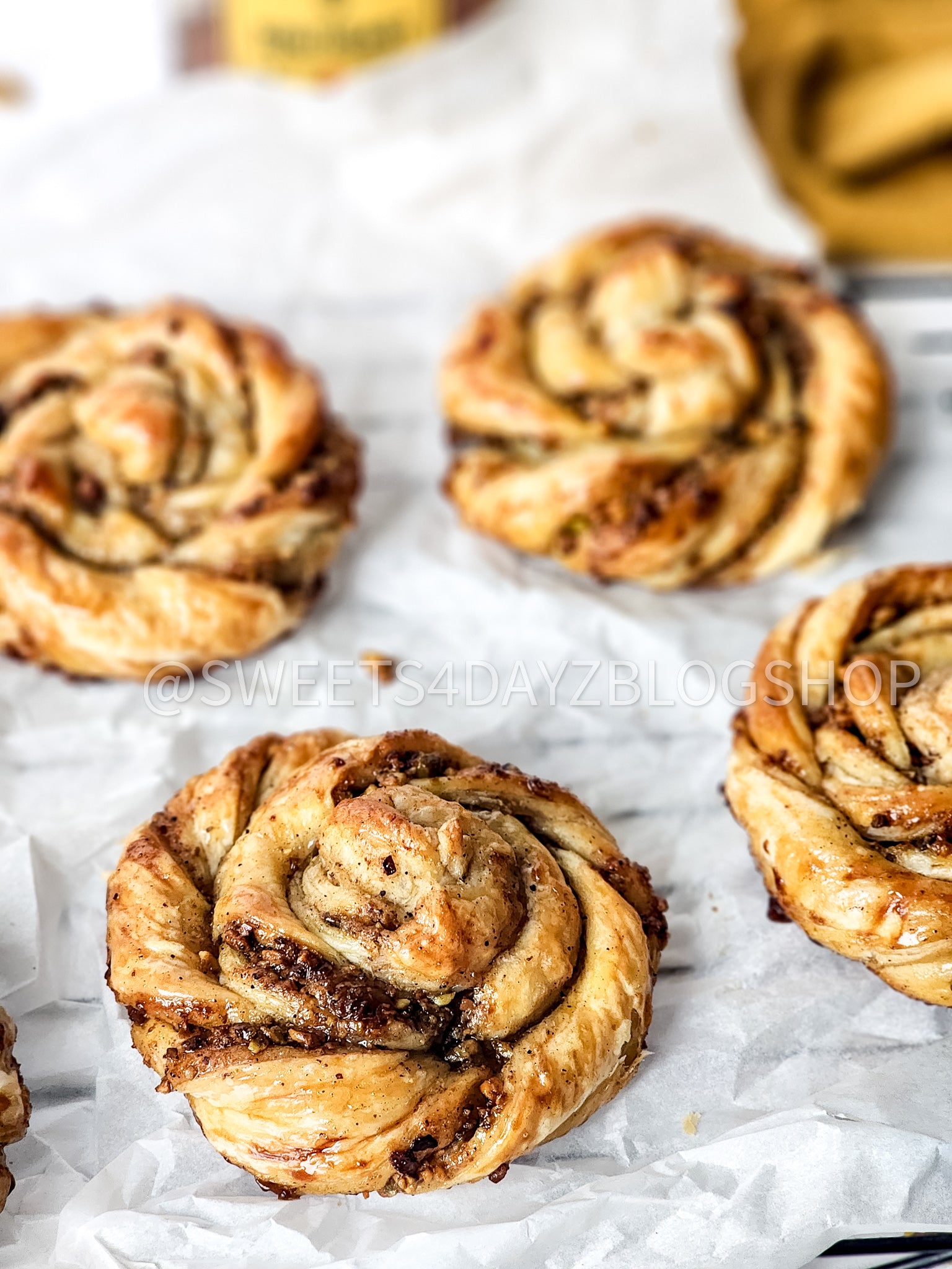 Baklava Pastry Rolls on White