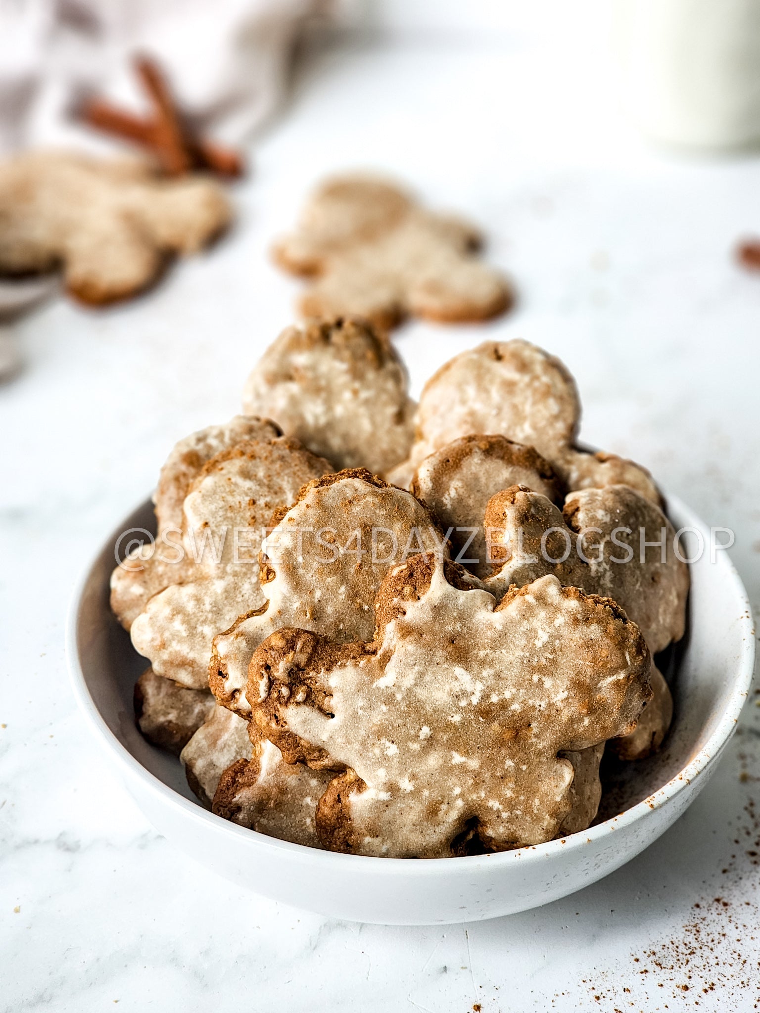 Iced Gingerbread Oatmeal Cookies on Marble