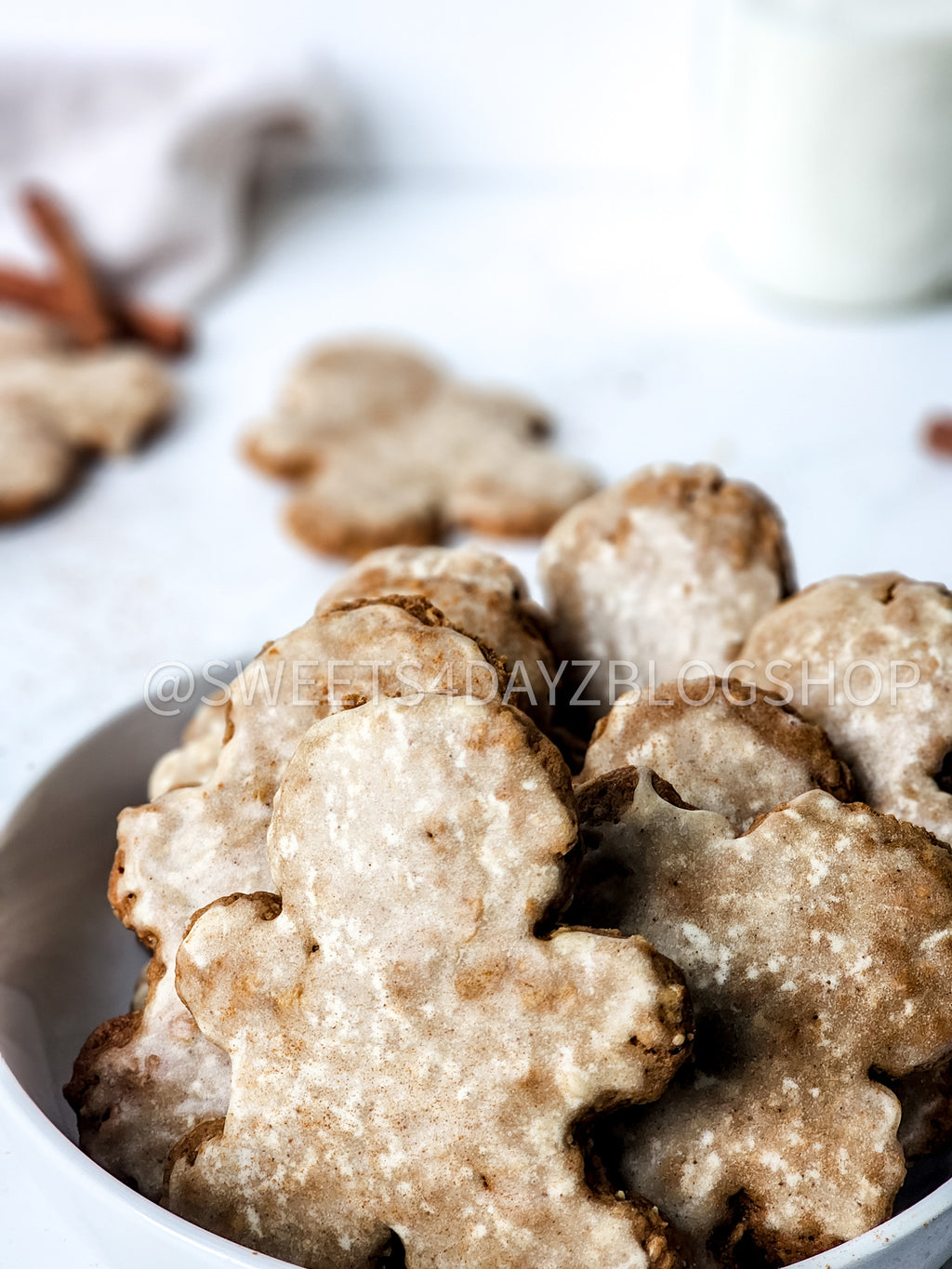Iced Gingerbread Oatmeal Cookies on Marble