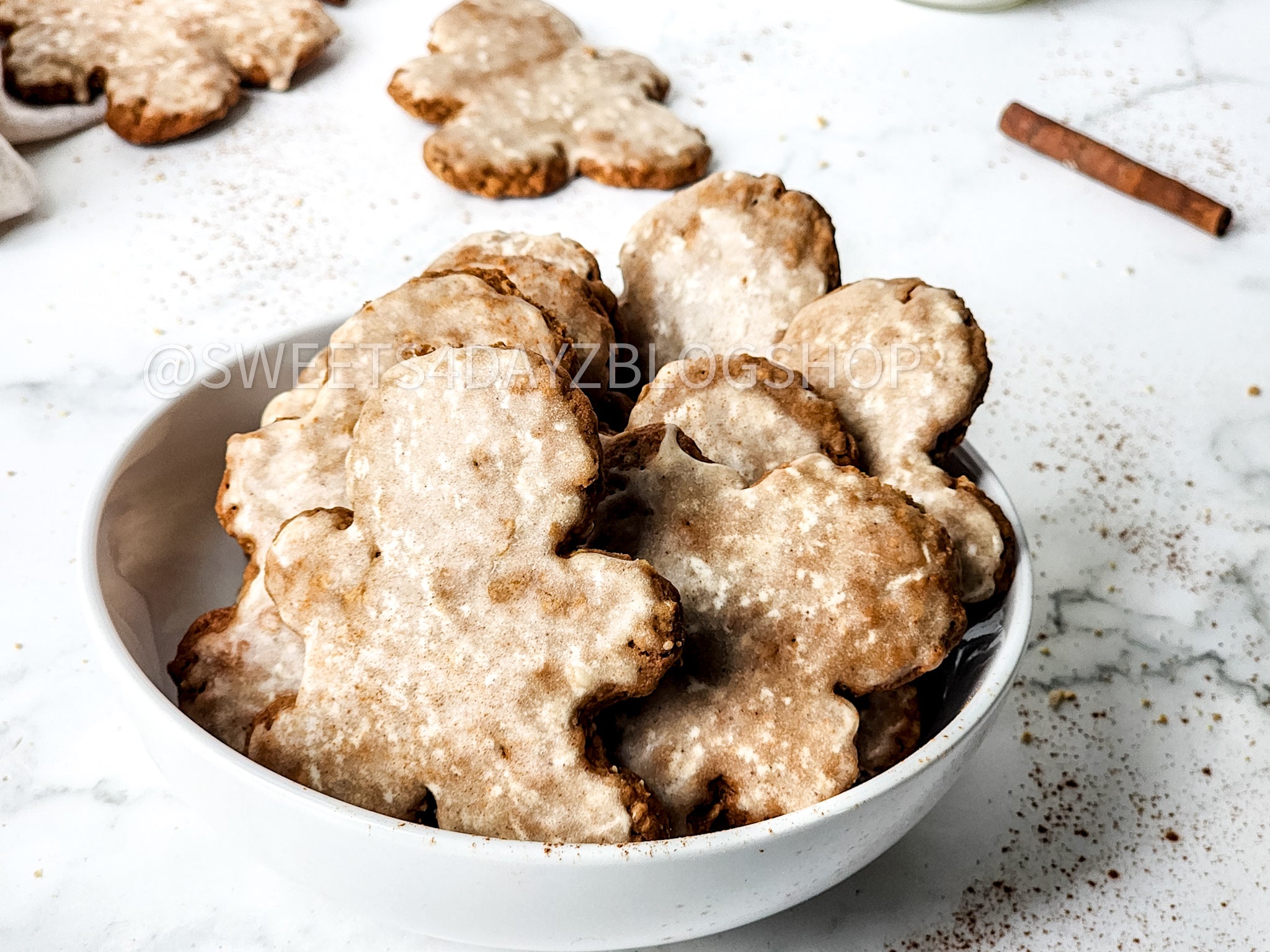 Iced Gingerbread Oatmeal Cookies on Marble
