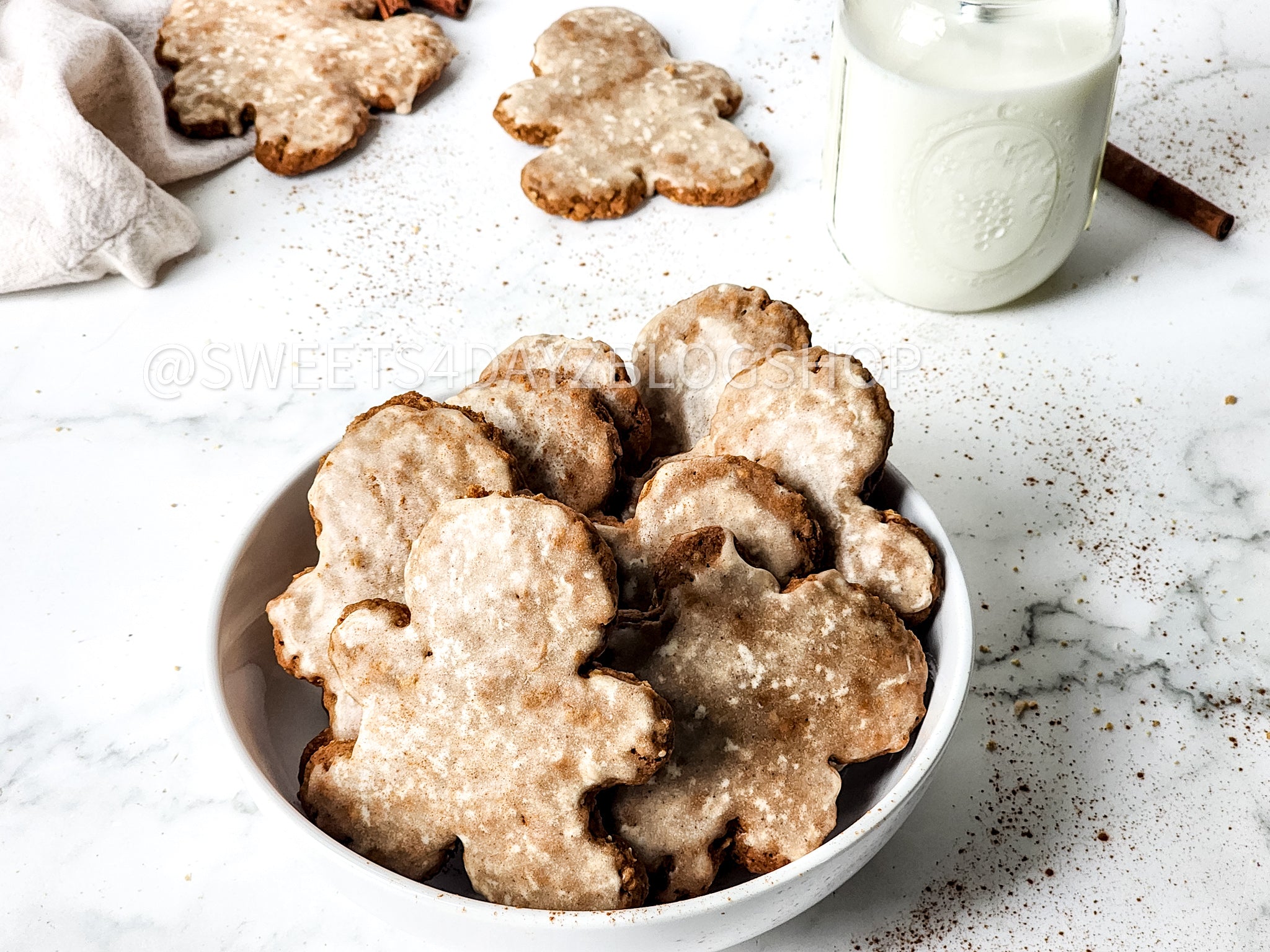 Iced Gingerbread Oatmeal Cookies on Marble
