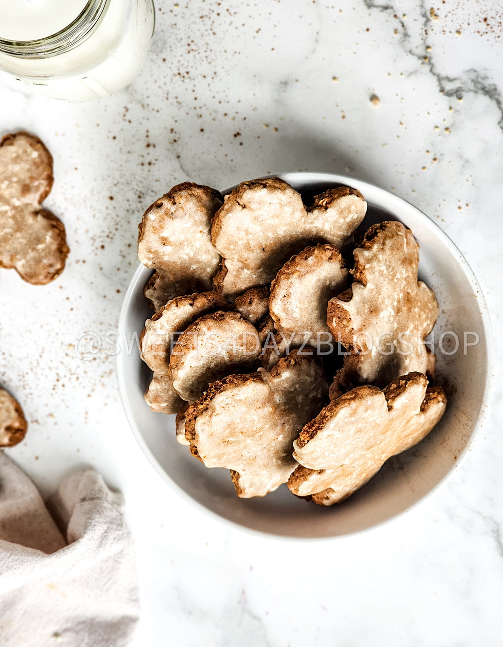 Iced Gingerbread Oatmeal Cookies on Marble