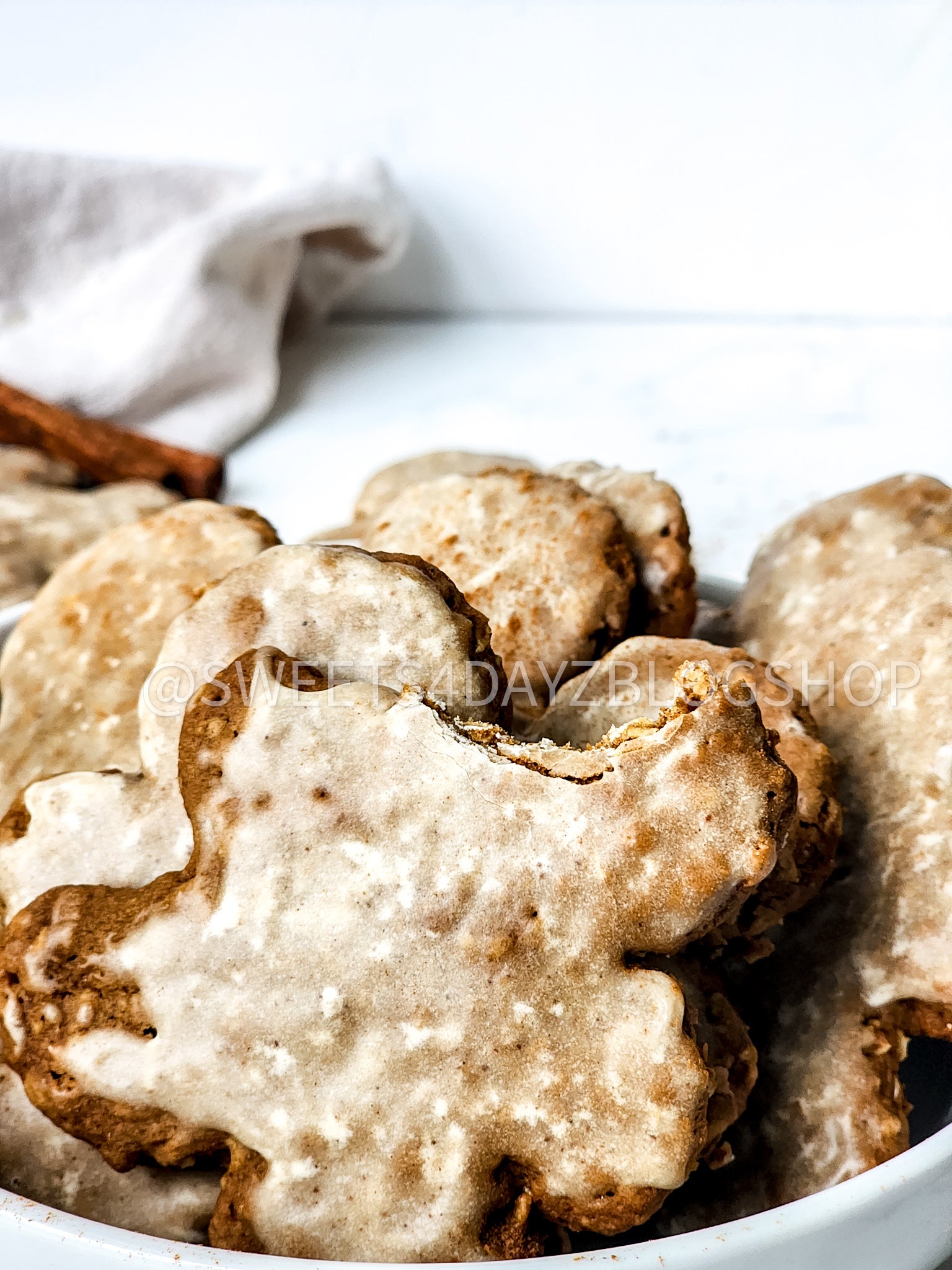 Iced Gingerbread Oatmeal Cookies on Marble