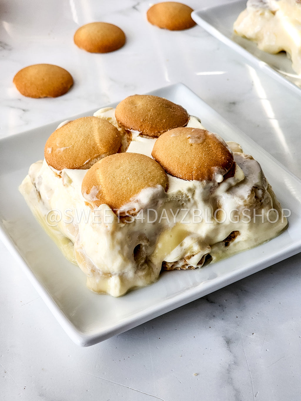 Banana Pudding Bars on Marble