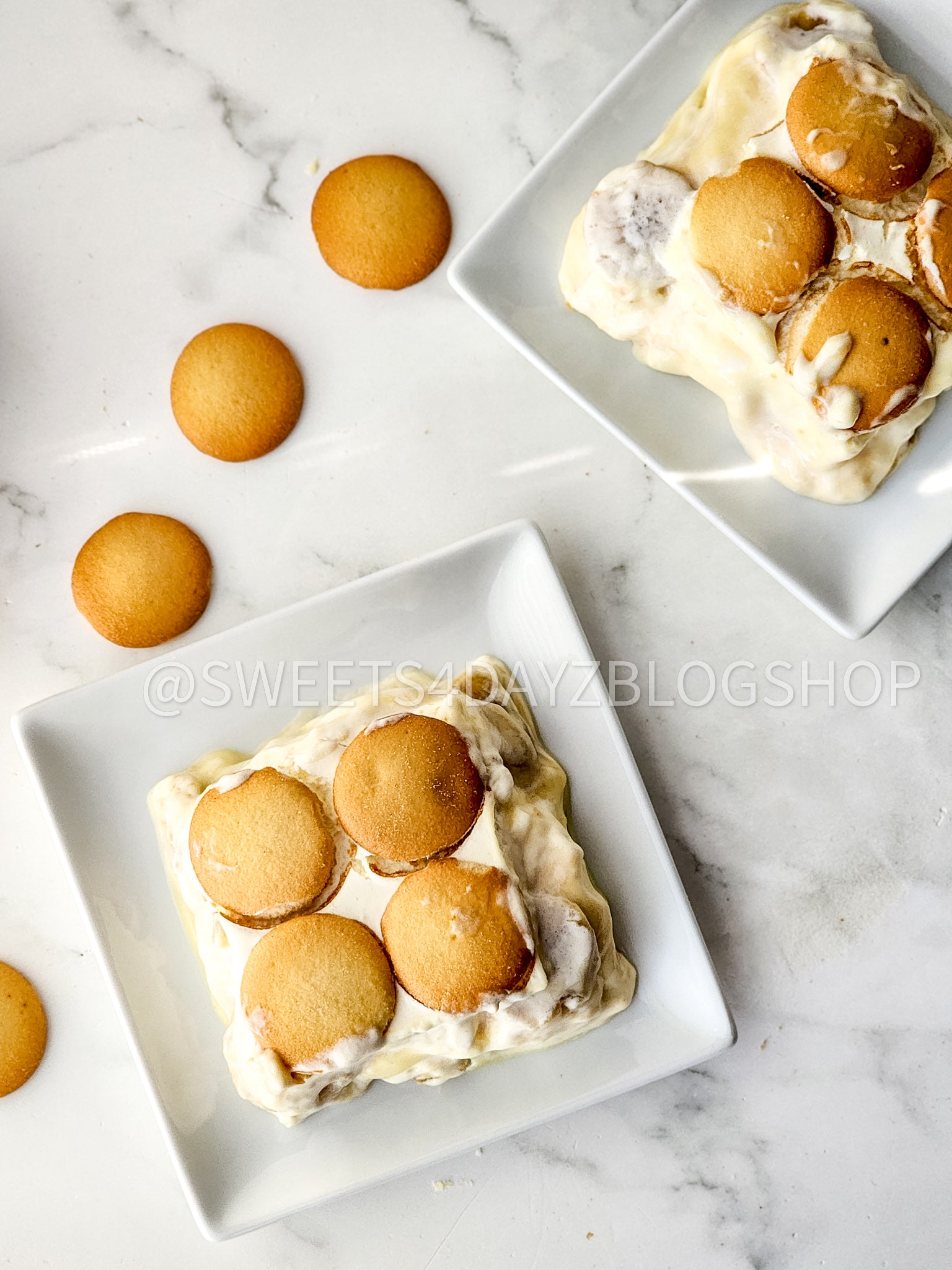 Banana Pudding Bars on Marble