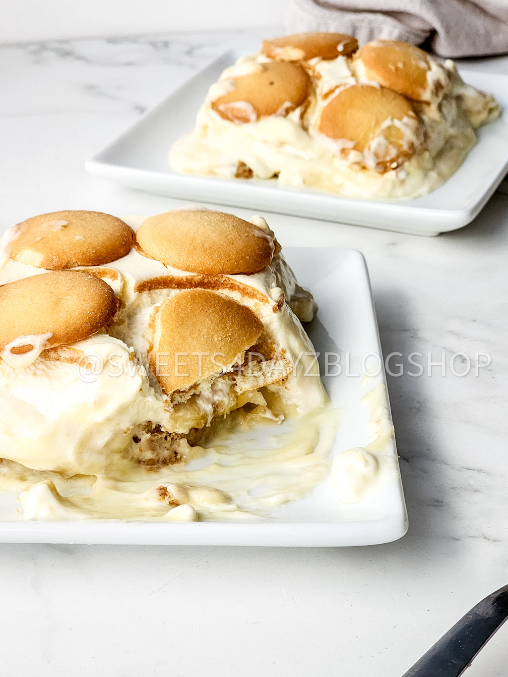 Banana Pudding Bars on Marble