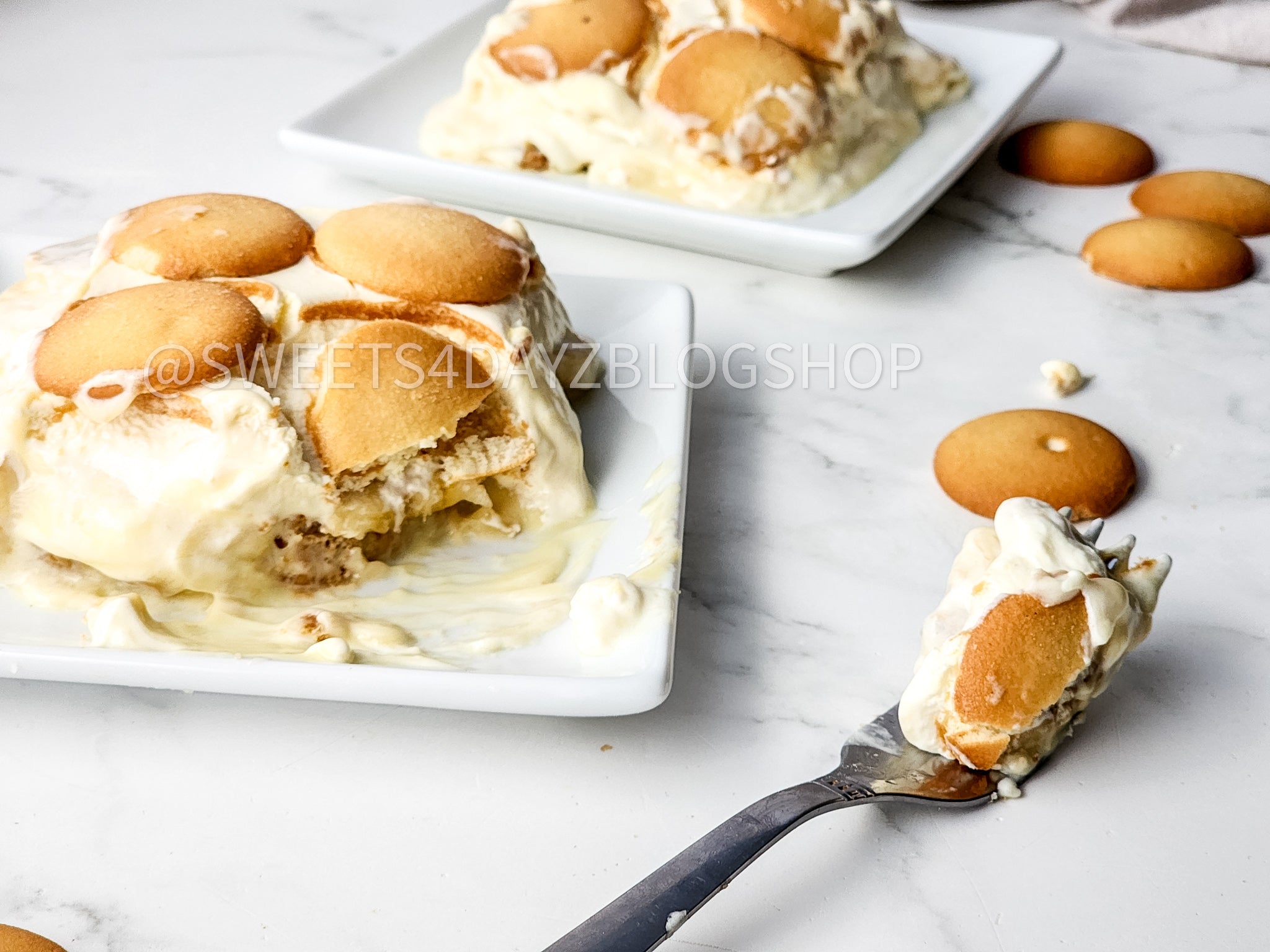 Banana Pudding Bars on Marble