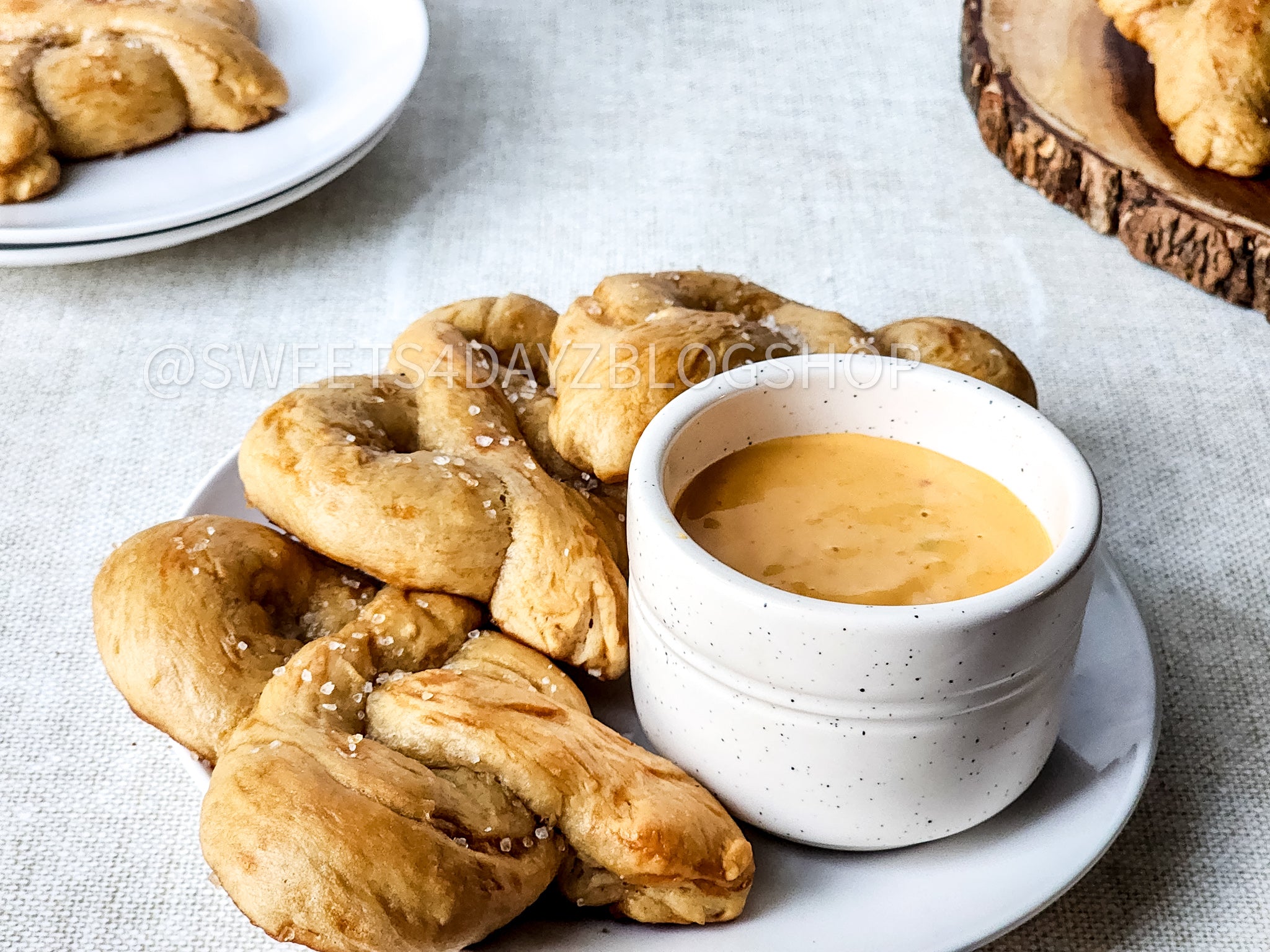 Homemade Soft Pretzels on Linen