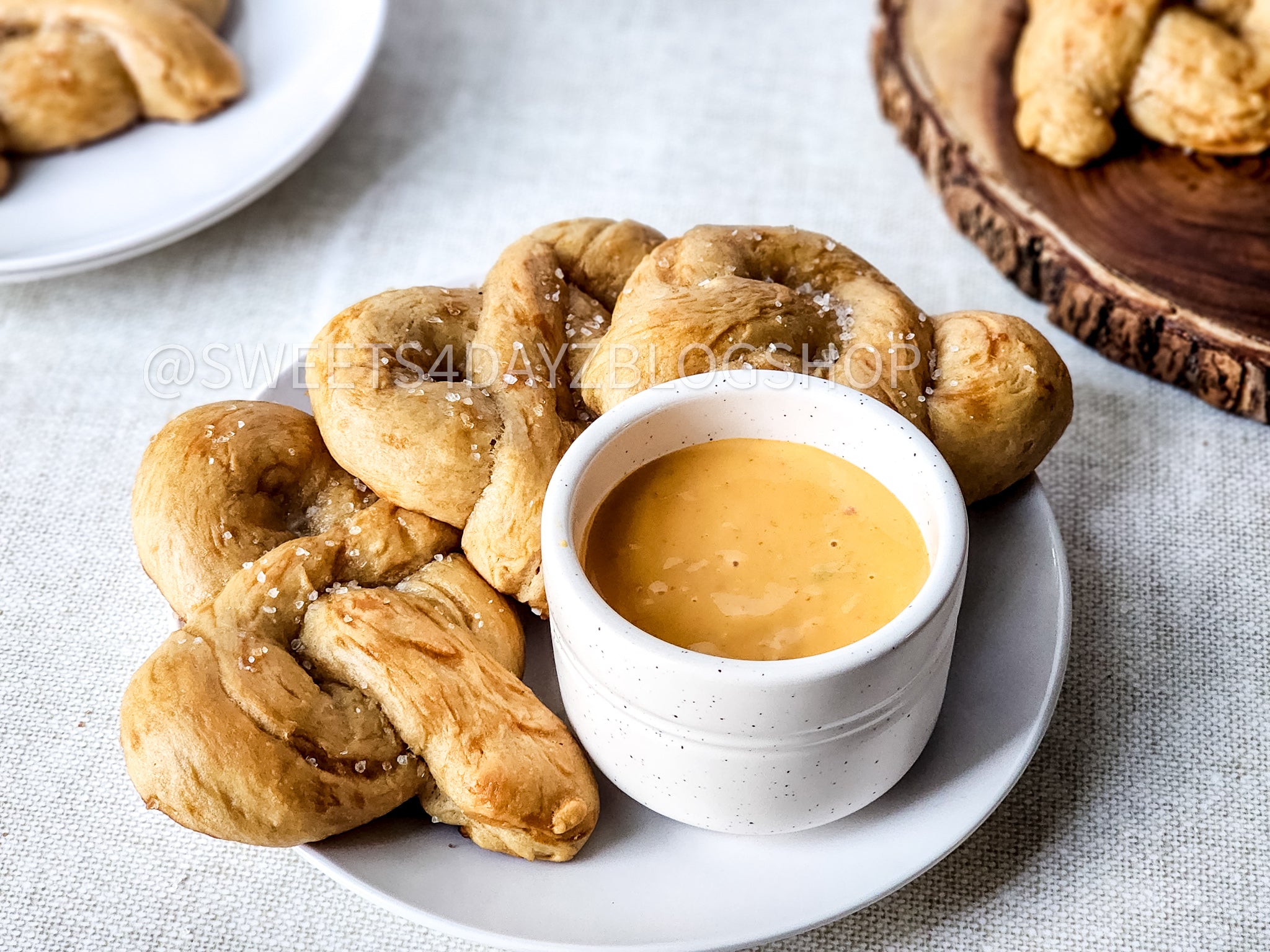 Homemade Soft Pretzels on Linen
