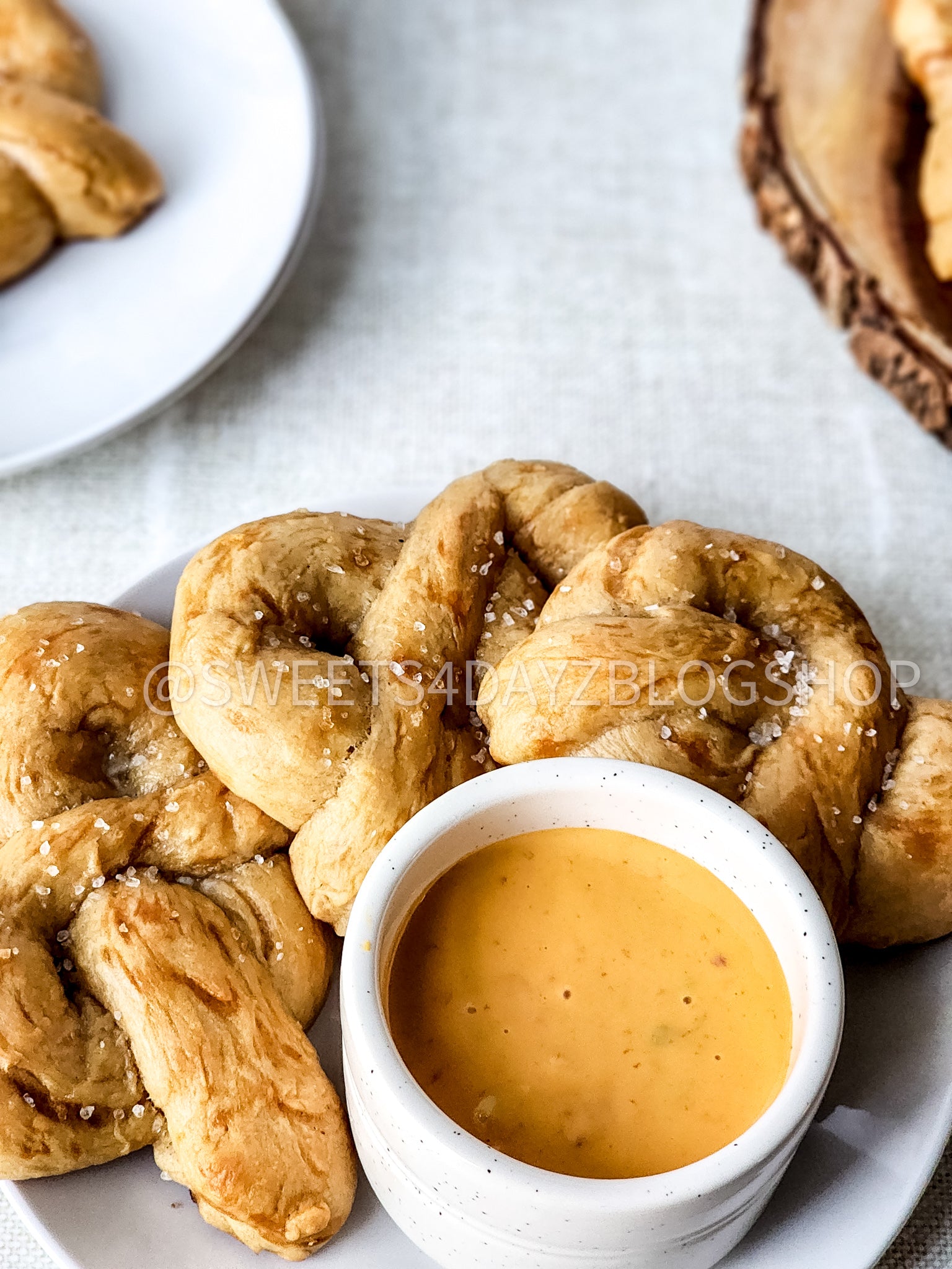 Homemade Soft Pretzels on Linen