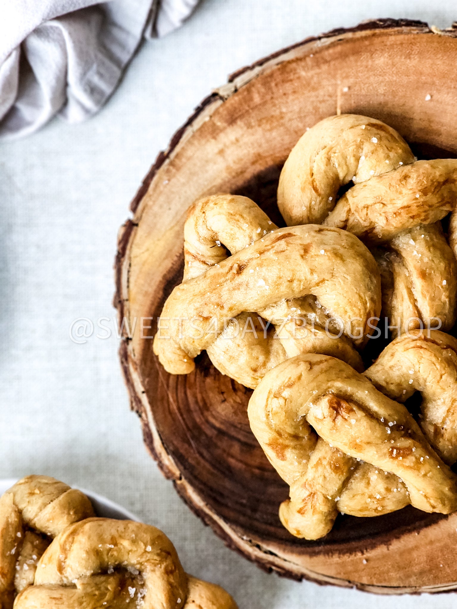 Homemade Soft Pretzels on Linen