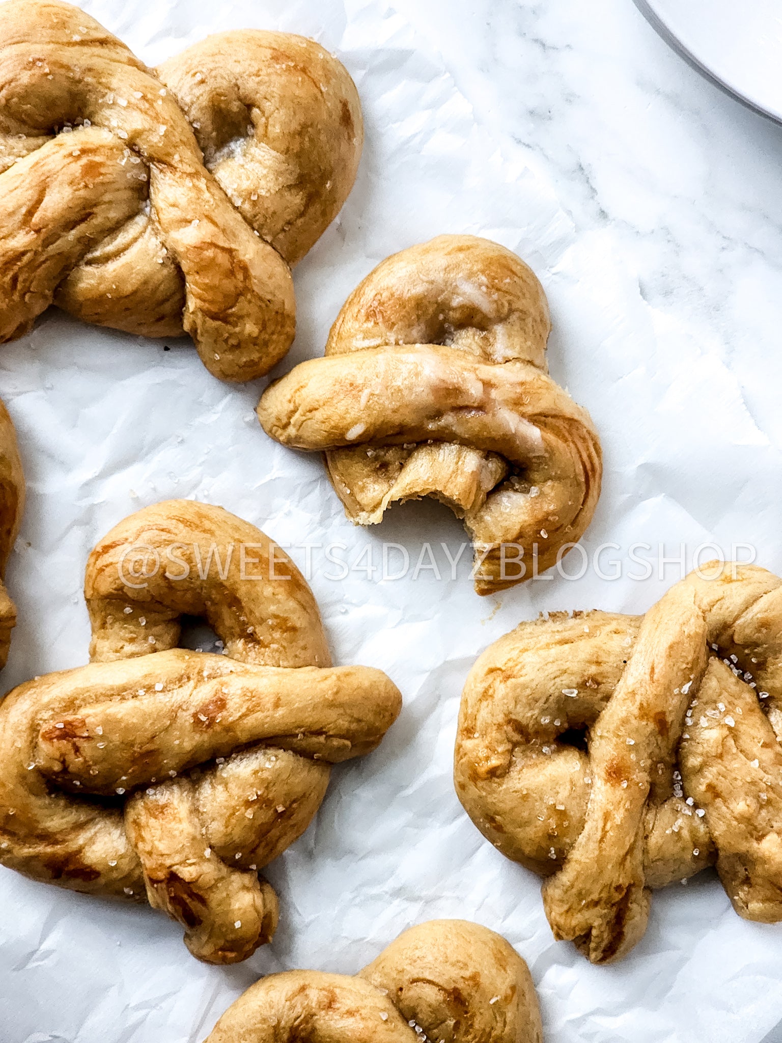 Homemade Soft Pretzels on Marble