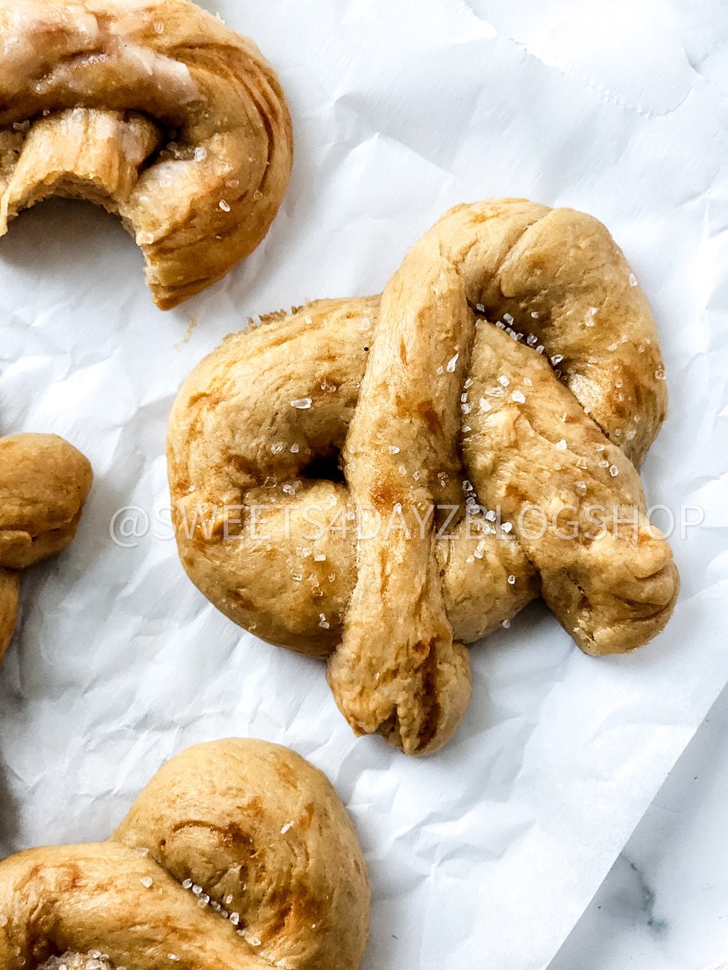 Homemade Soft Pretzels on Marble