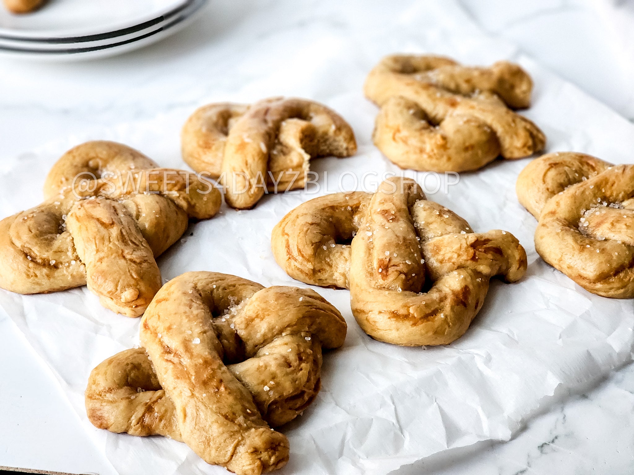 Homemade Soft Pretzels on Marble