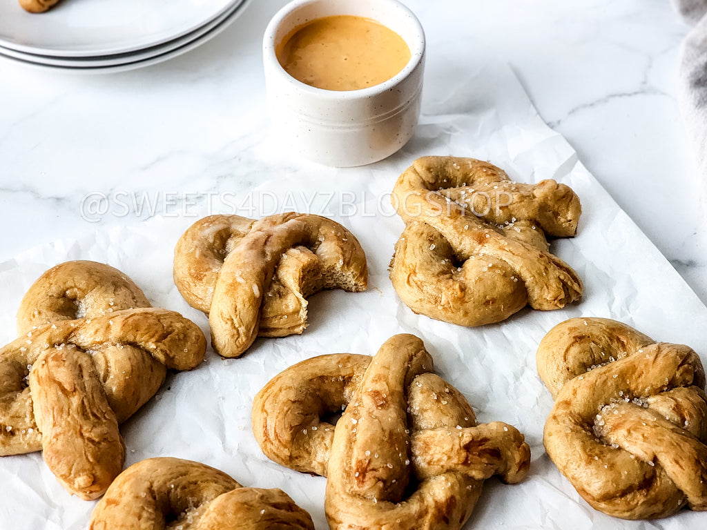 Homemade Soft Pretzels on Marble