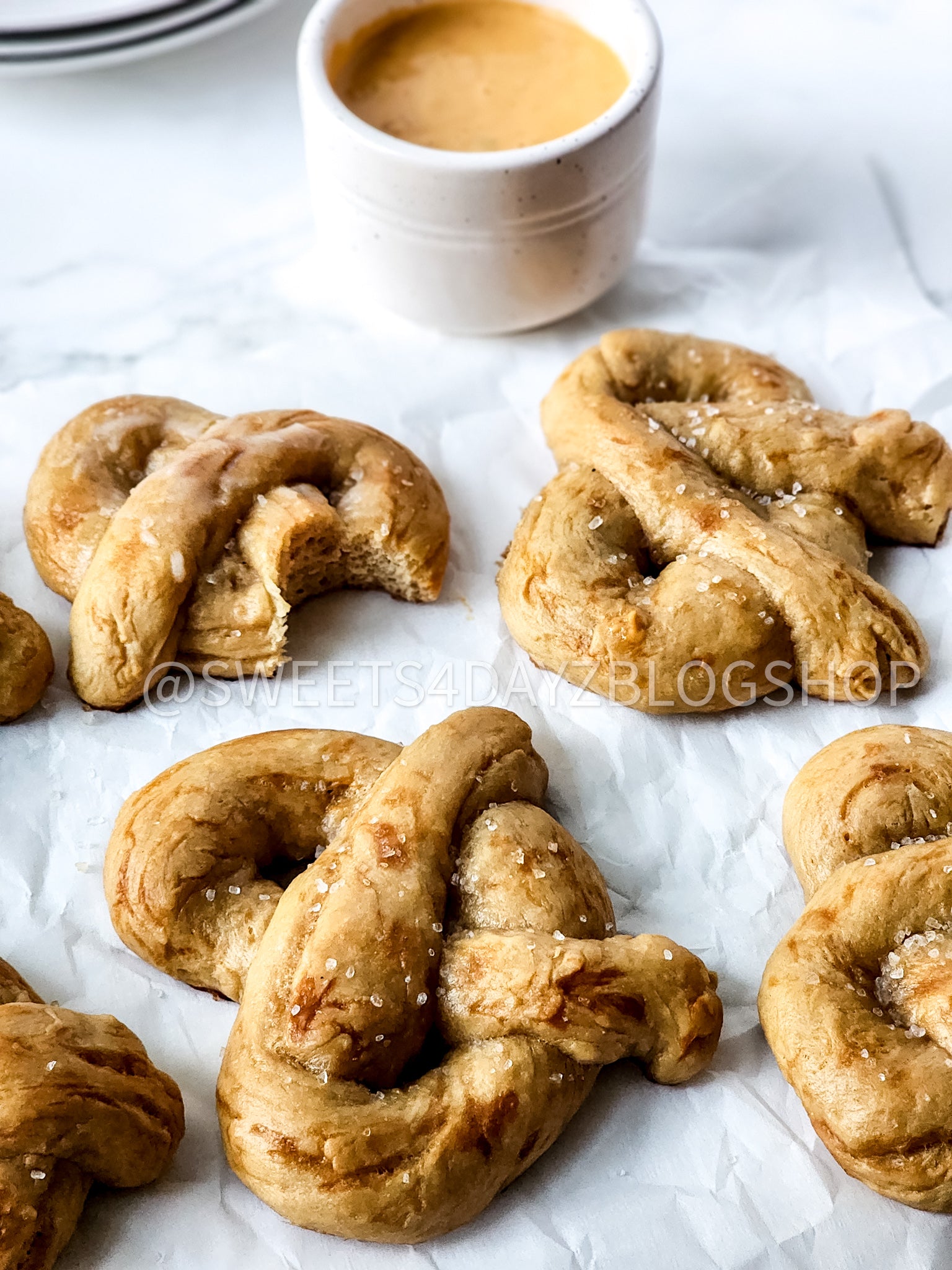 Homemade Soft Pretzels on Marble