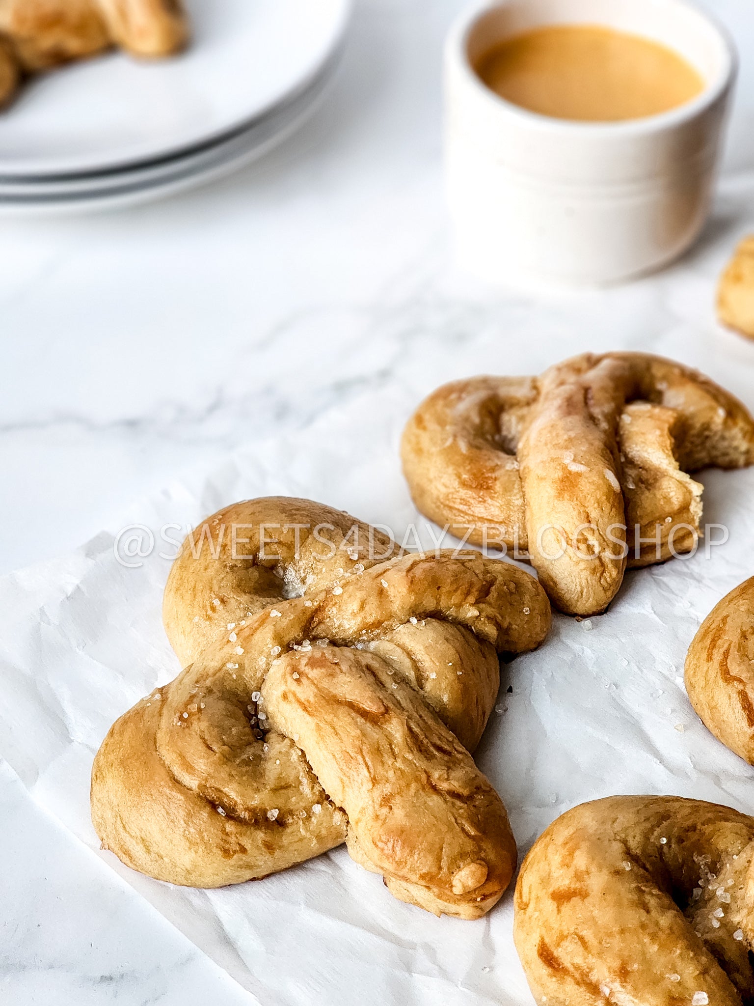 Homemade Soft Pretzels on Marble