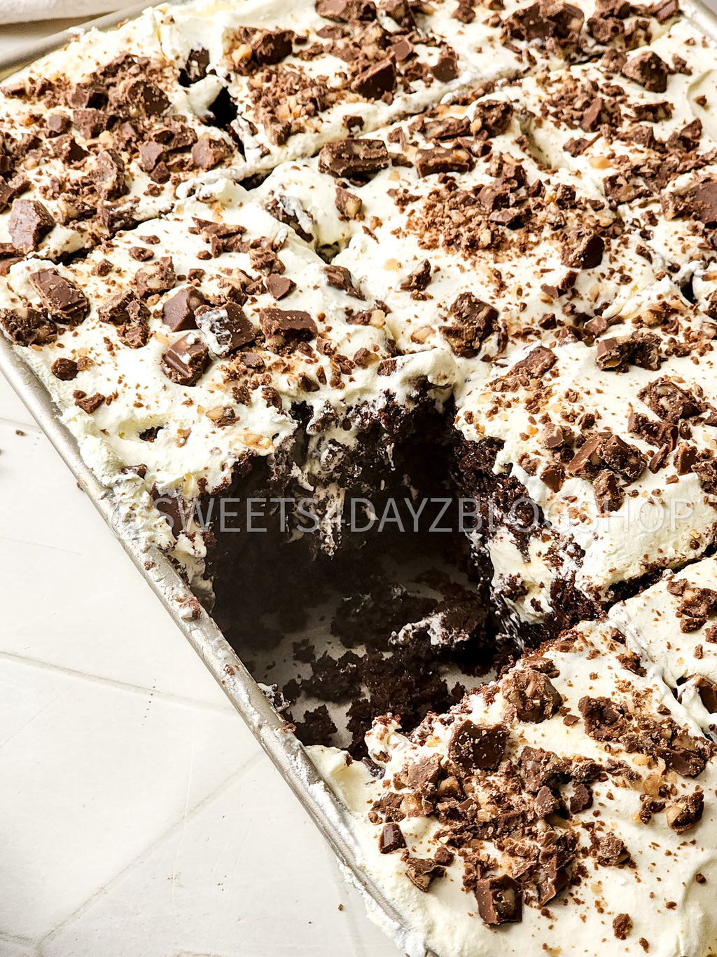 Toffee Poke Cake on Rhombus