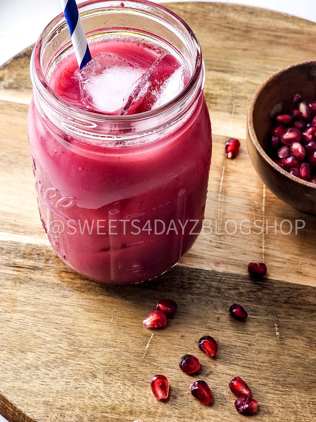 Homemade Pomegranate Juice on Rhombus