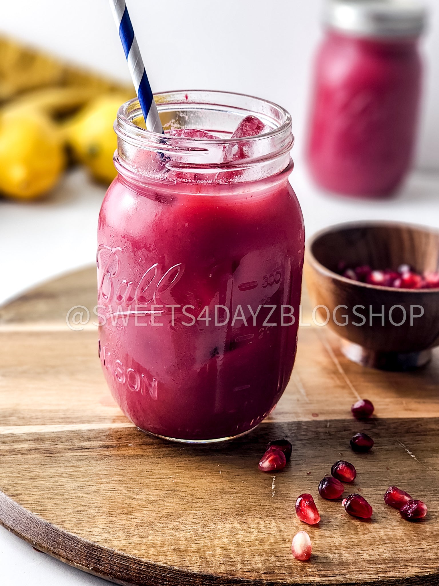 Homemade Pomegranate Juice on Rhombus