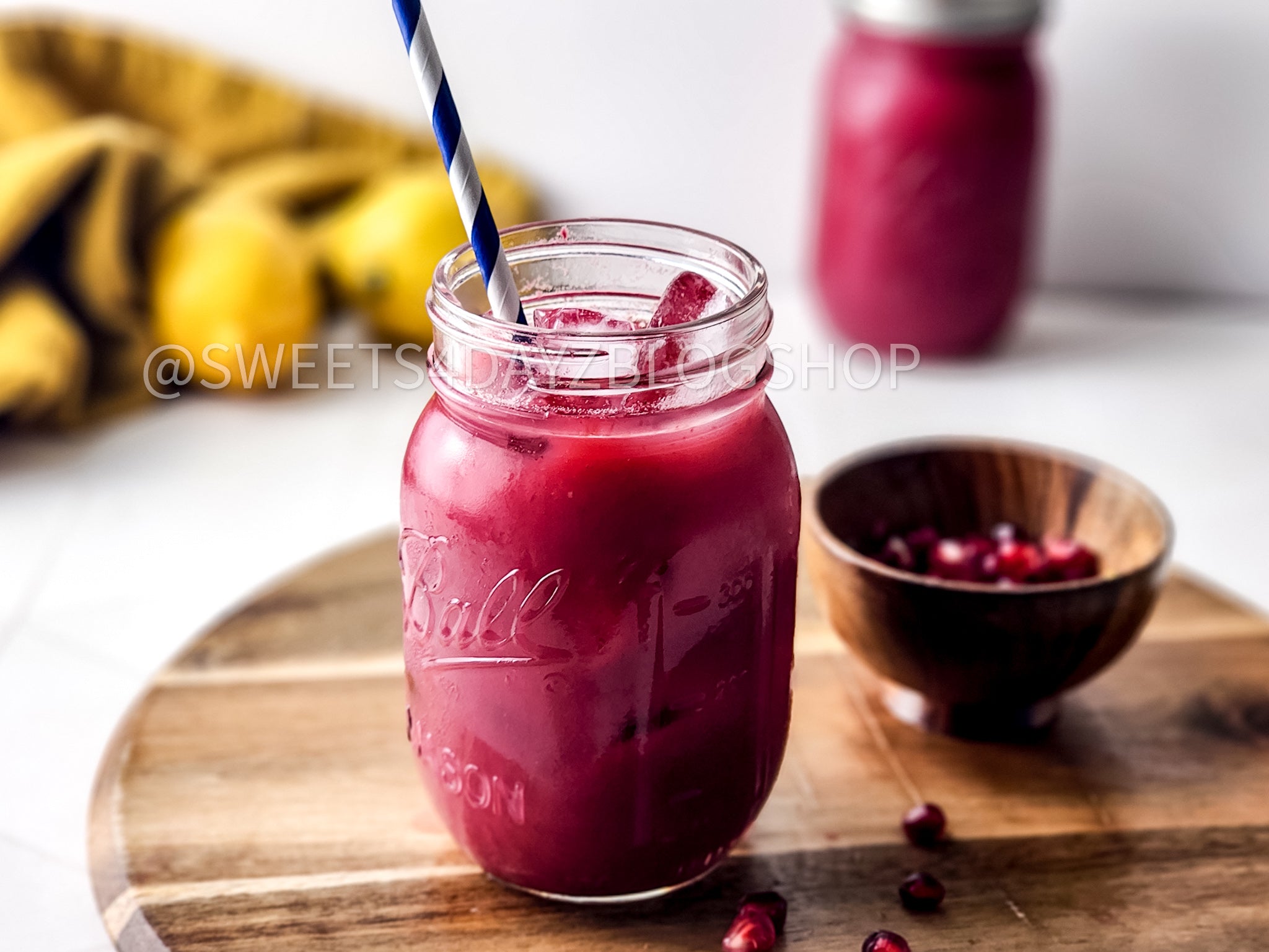 Homemade Pomegranate Juice on Rhombus